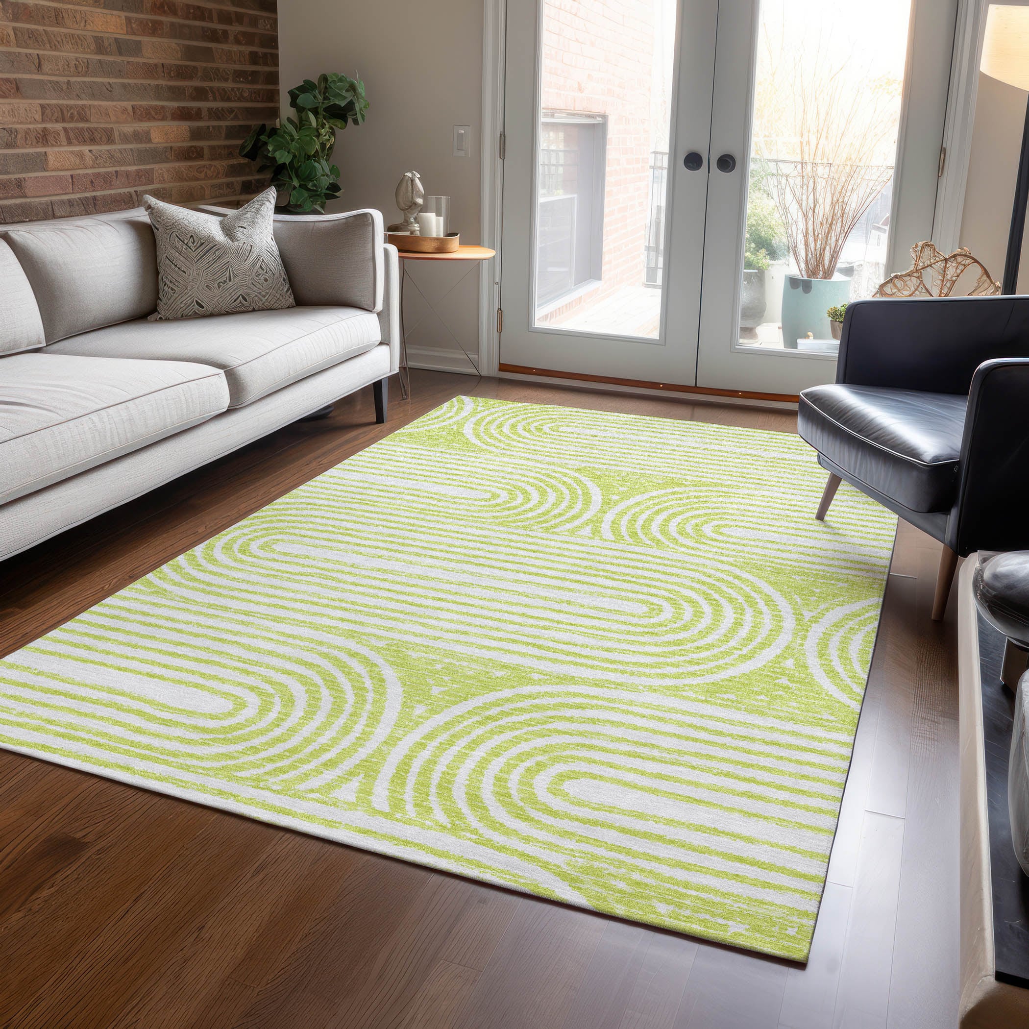 Addison Rugs ACN540GE8X10 Chantille ACN540GE 8 x 10 (ft) Polyester Green Rectangular Indoor/Outdoor Abstract Mid-Century Modern Machine washable Area rug