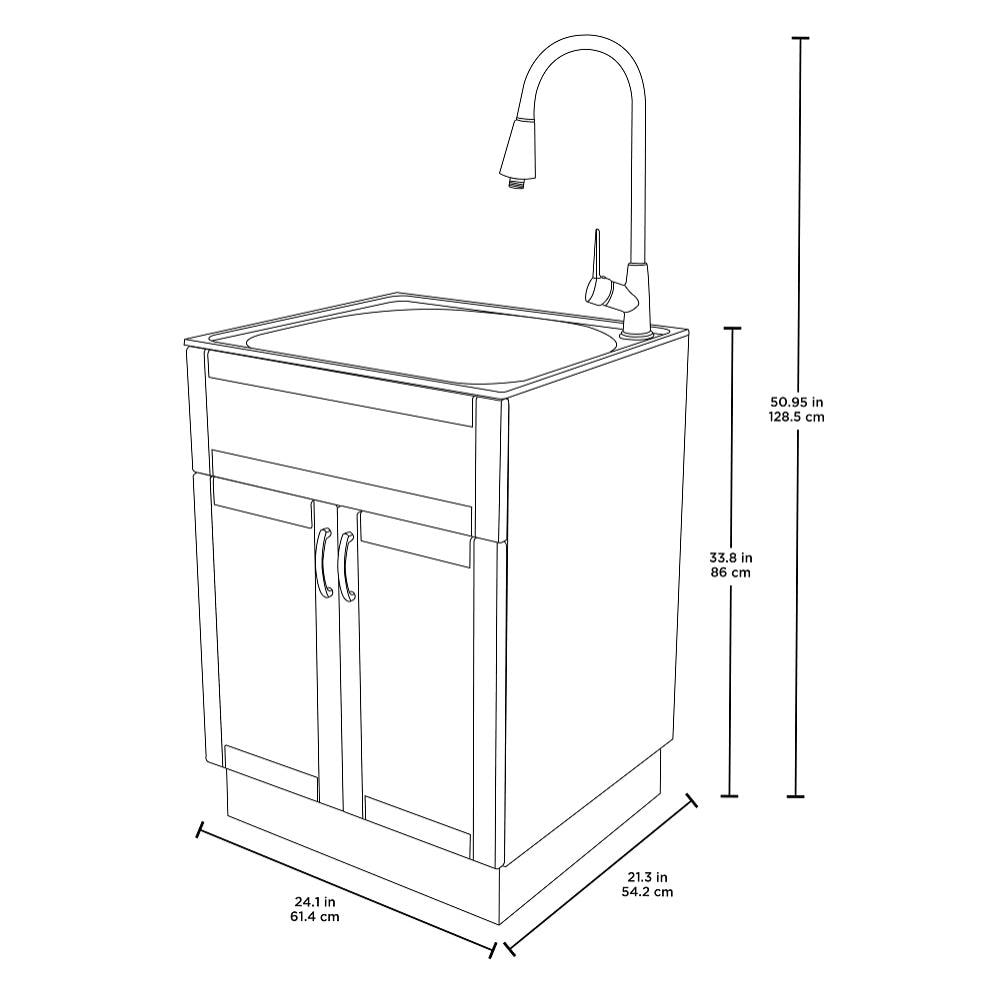 transform 21.34-in x 24.17-in 1-Basin White Freestanding Laundry