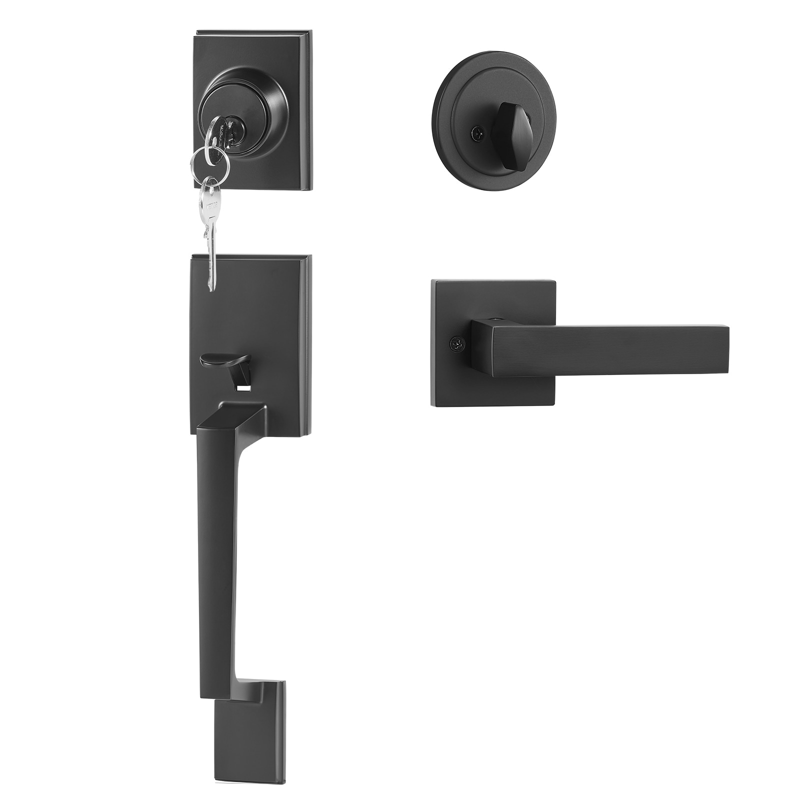 VEVOR GGSBYGHDSFXLCDLVBV0 Entry Door Handle Deadbolt Set Black Single-Cylinder Interior/Exterior Keyed Entry Door Handle
