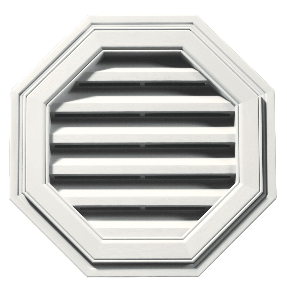 Builders Edge 120011818123 18-in x 18-in White Octagon Vinyl Gable Louver Vent