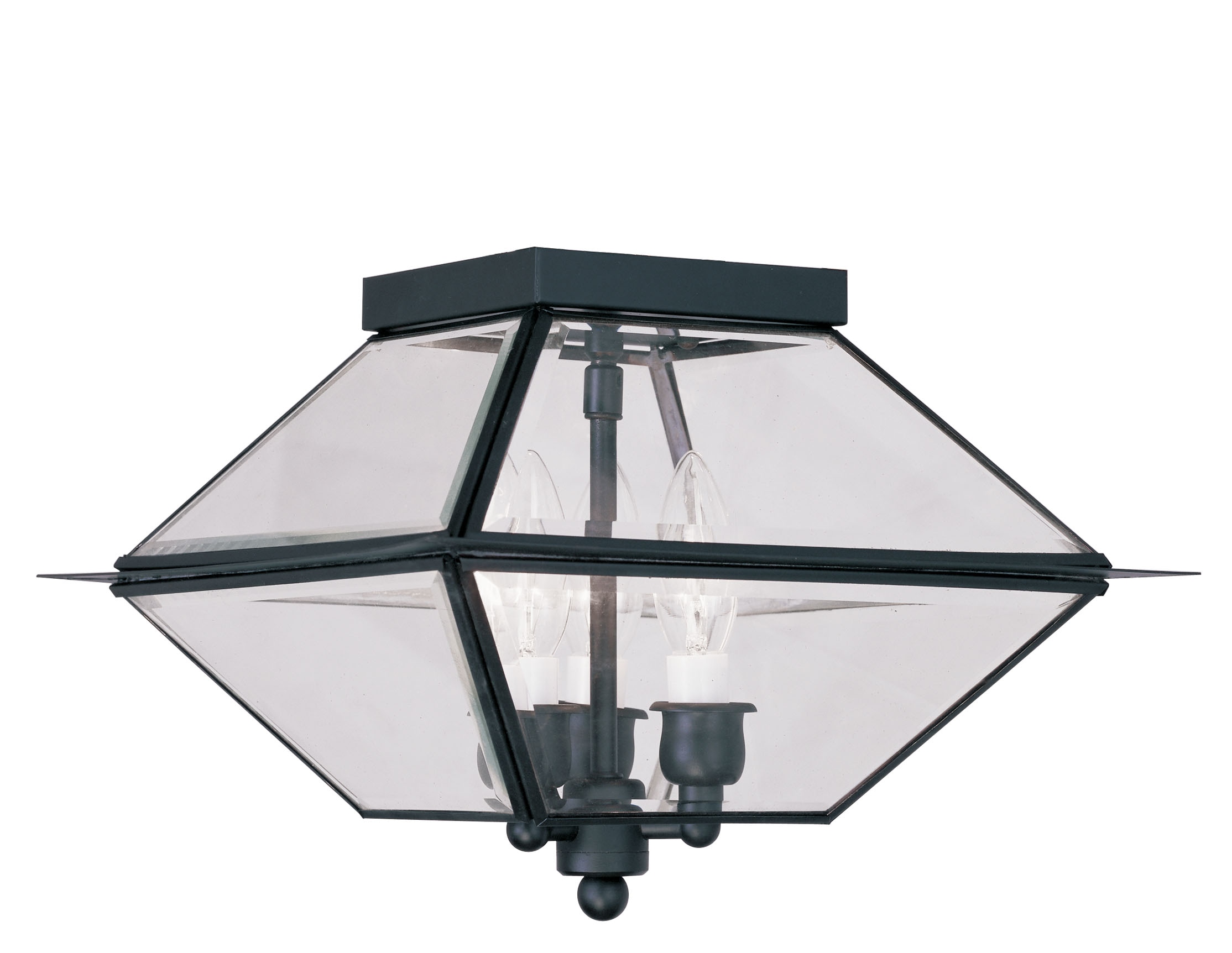 Charleston Romance Black Brass 3-Light LED Flush Mount with Clear Beveled Glass