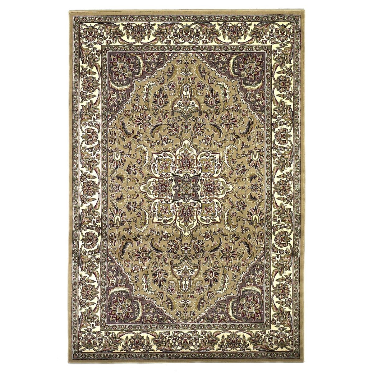 HomeRoots 352875 Bernadette 7 X 7 (ft) Rag Beige Ivory Octagonal Indoor Border Area Rug