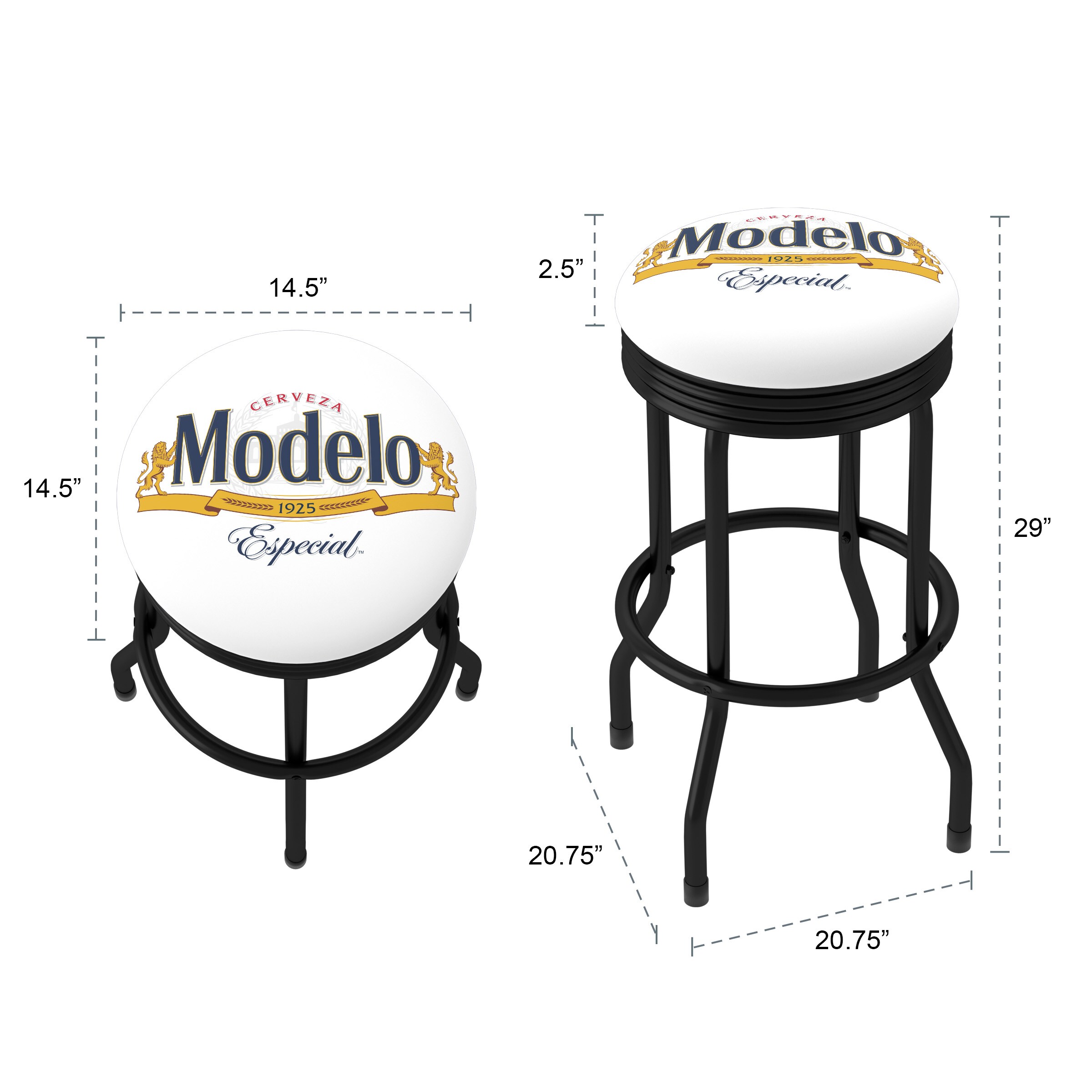 Black Metal Swivel Backless Bar Stool with Round Seat