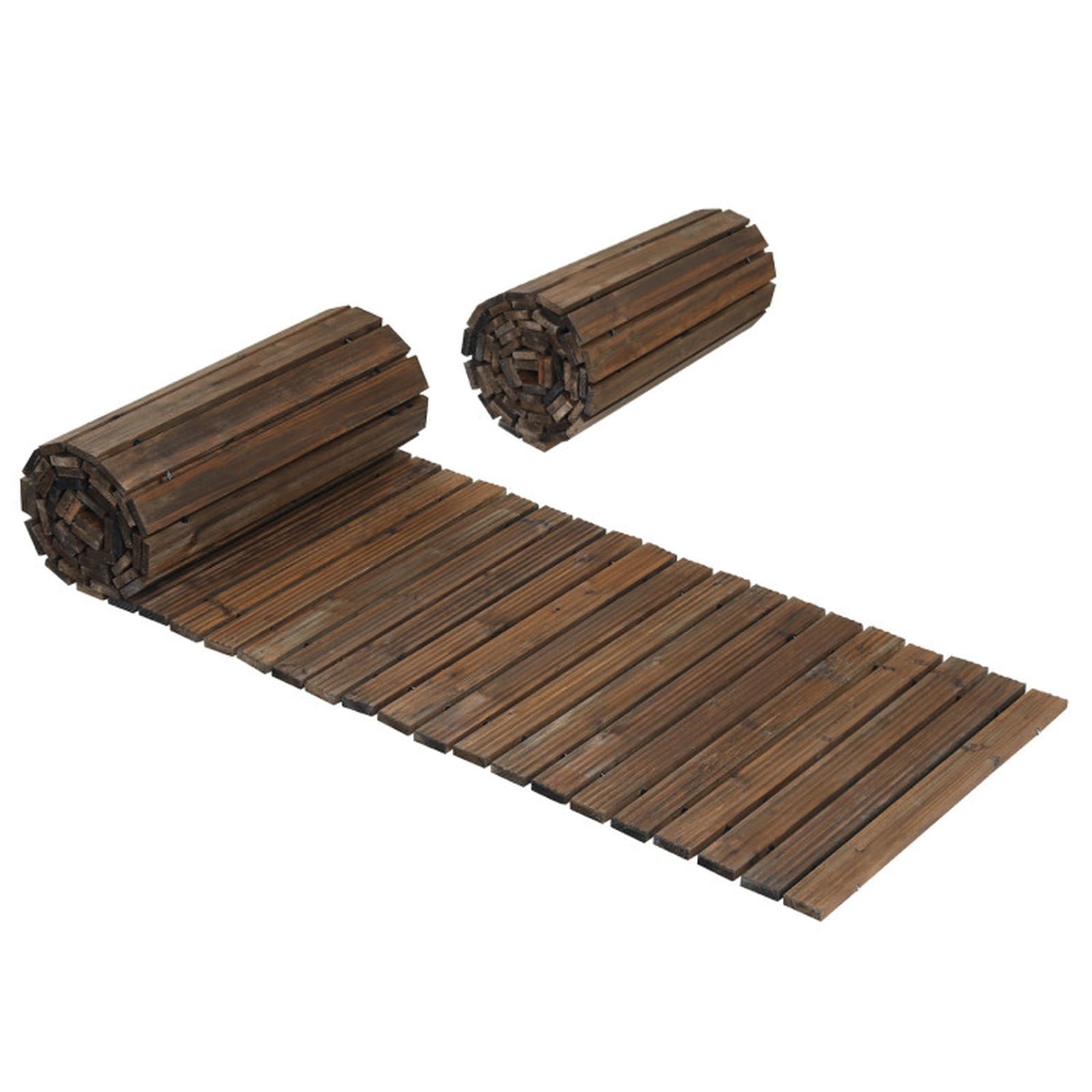 SUGIFT Set of 2 12-ft Cedar Roll-Out Garden Pathway Walkways with Repaintable Anti-Slip Slats