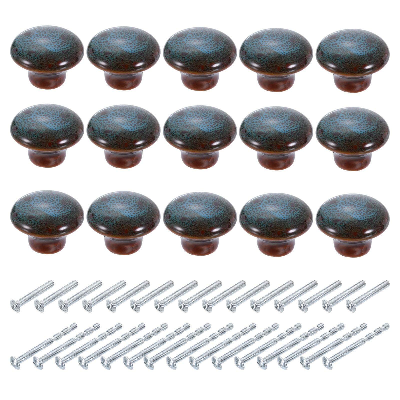 dresser knobs blue Unique Bargains 15pcs Ceramic Cabinet Round Shaped Drawer Knobs 36mm/1.42-Inch Knob Pulls Handle with Screws for Vanity Bedroom Zinc AlloyColor
