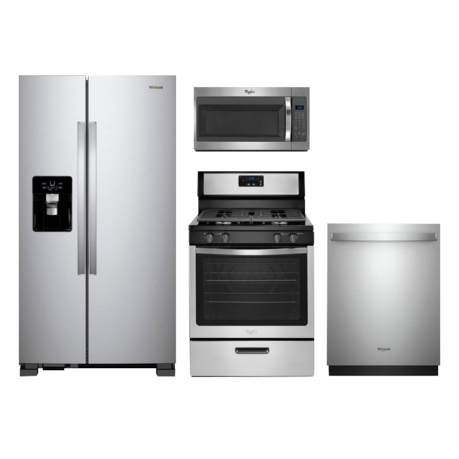shop whirlpool side-by-side refrigerator & gas range suite in