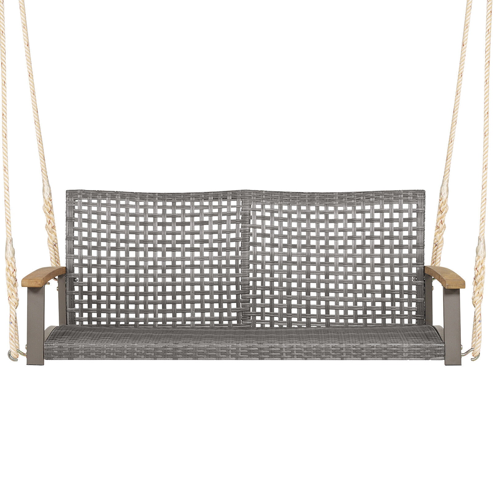 Volenca 55-in Wide 2-Person Wicker Hanging Porch Swing Chair with Red Cushion 800-lb Capacity #VOL-4GNSN0