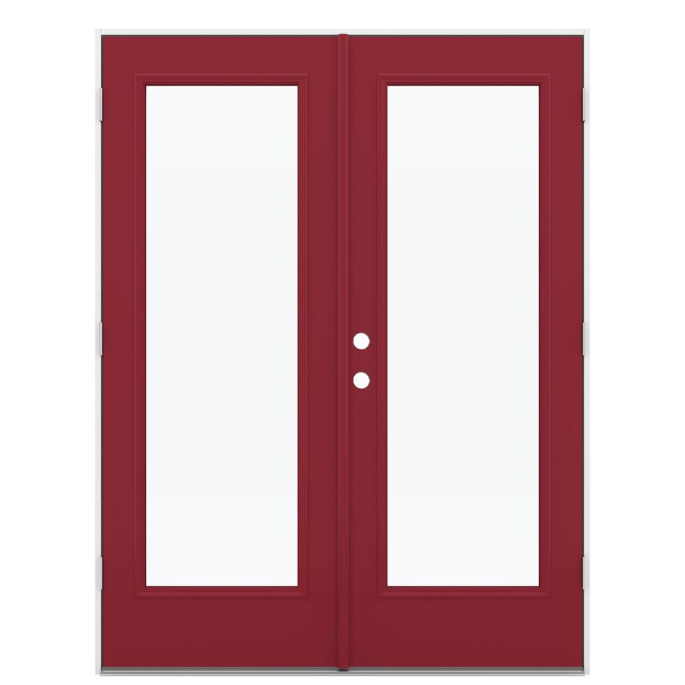 72 in. x 80 in. W-5500 White Clad Wood Right-Hand 15 Lite French Patio Door  w/Unfinished Interior