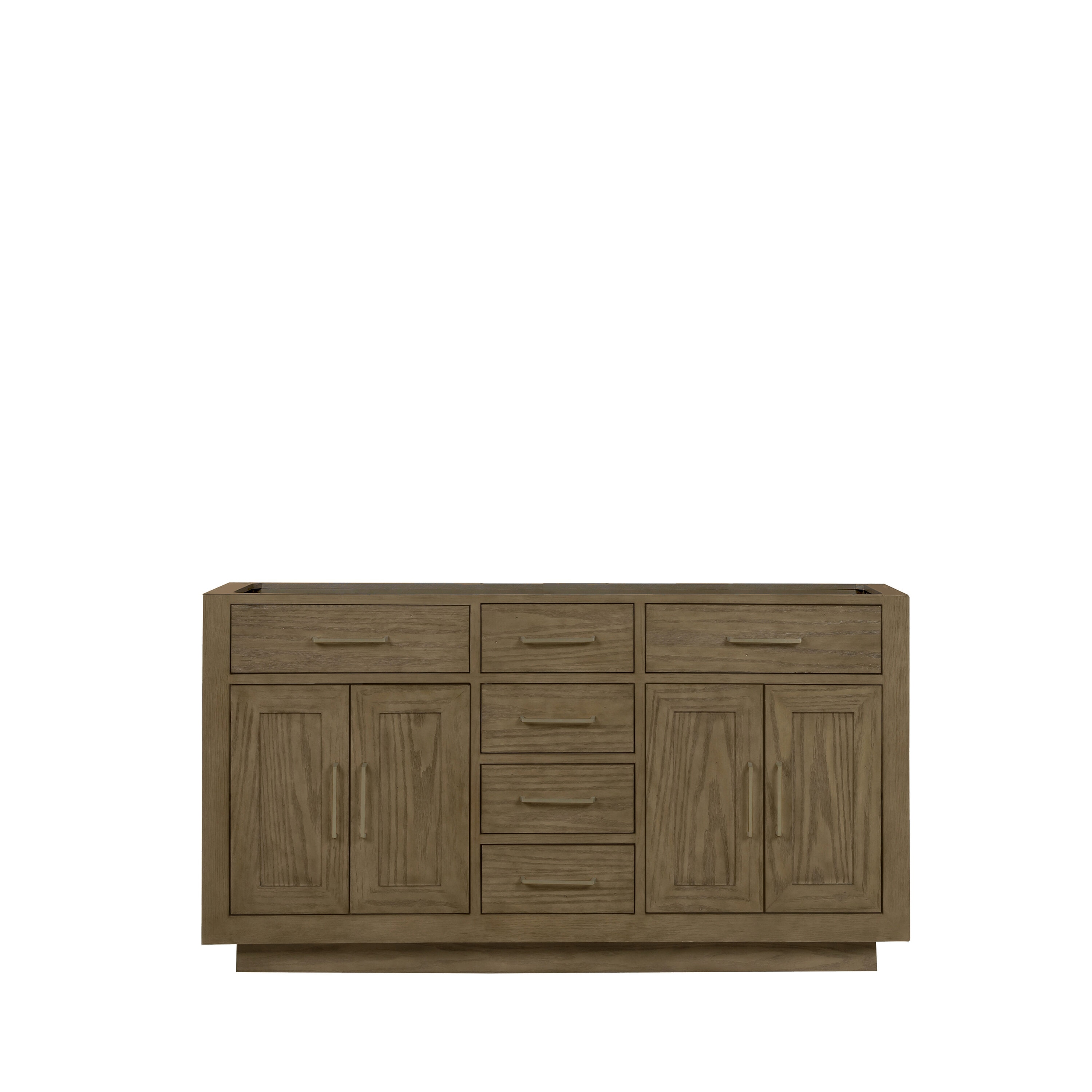 Lexora LVGI60DR000 Gilroy 60-in Grey Oak Bathroom Vanity Base Cabinet without Top
