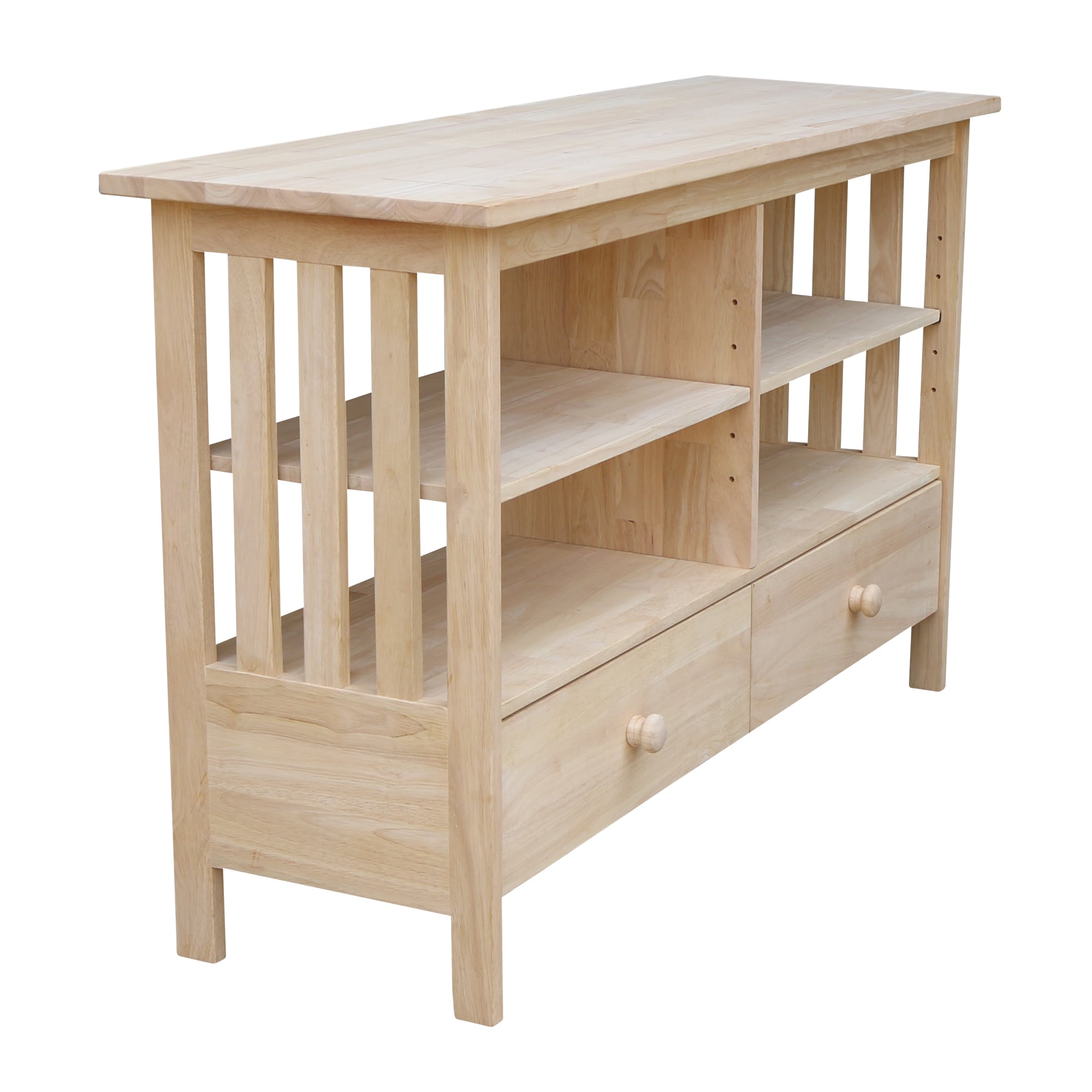 Solid Wood Classic Mission TV Stand with Cabinet - Light Brown