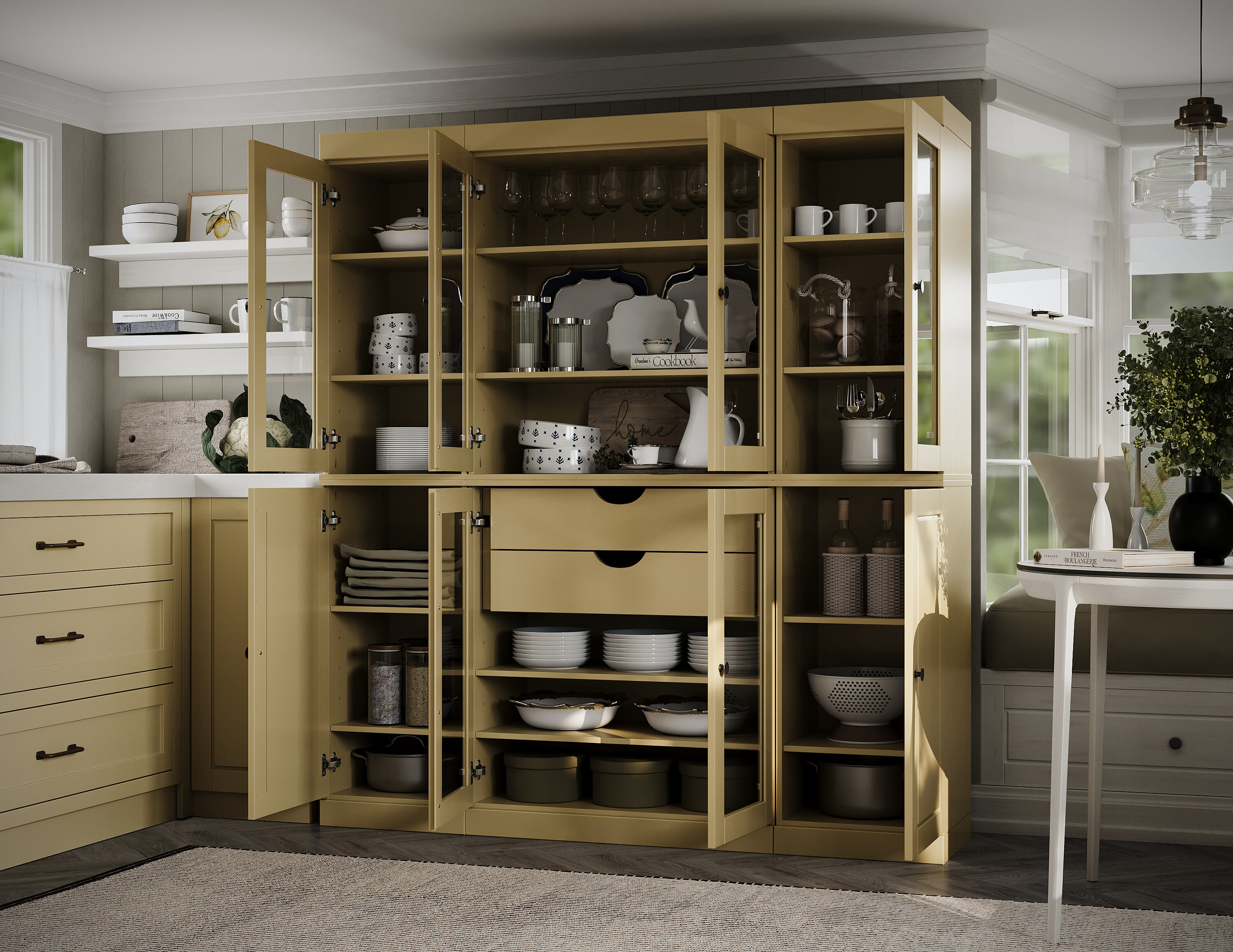 Palace Imports 48.5-in W Solid Wood Kitchen Pantry Cabinet Tall Modular ...