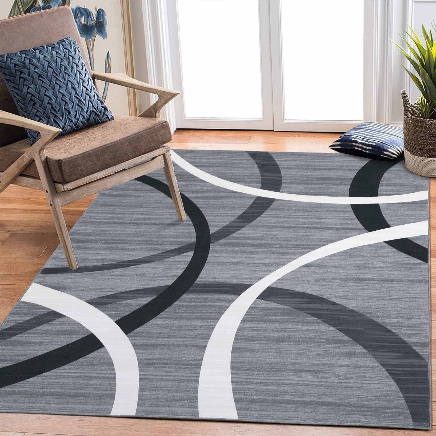 Garvee YXY-LO-PHO-150HP3PO 9 x 12 (ft) Loomed Polyester Gray Rectangular Indoor Geometric Mid-Century Modern Machine washable Area rug
