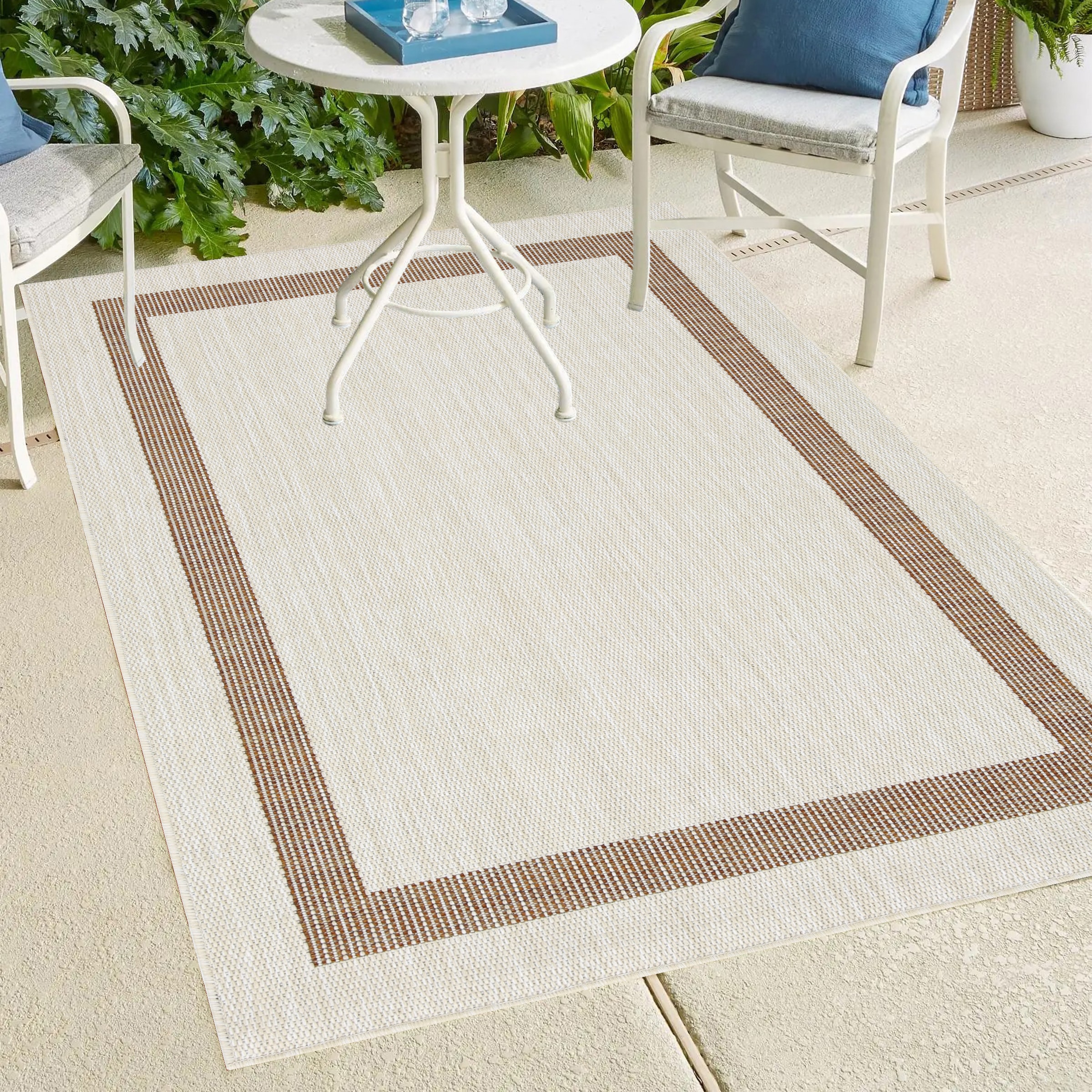 Playa Rug PLY-AZE-BRIK-6X9 6 x 9 (ft) Sisal Azelia-Ivory Taupe Rectangular Indoor/Outdoor Border Area rug