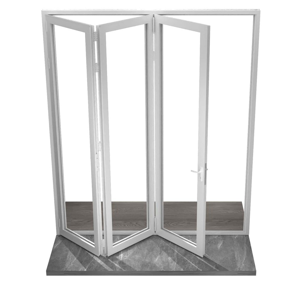 Eris WFO-10896-3R The door comes pre-assembled and with pre-drilled hinge holes. All hardware and accessories included. The main door has a 3-point lock and other 2 panels have 2-point lock. When facing the door from inside all three panels fold to the right direction.