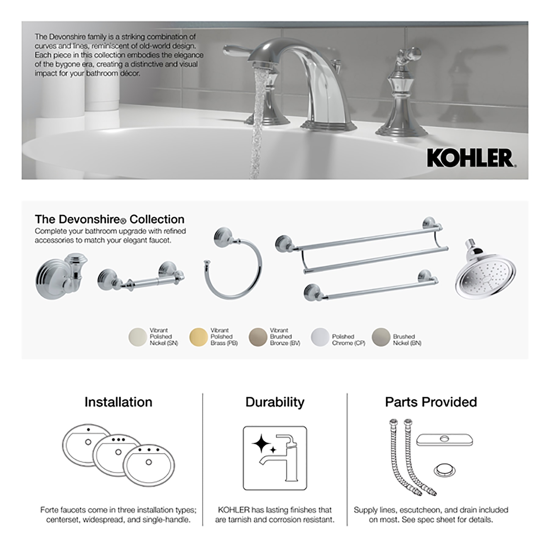KOHLER Devonshire Polished Chrome Round Fixed Shower Head 2.5-GPM (9.5-LPM)  in the Shower Heads department at