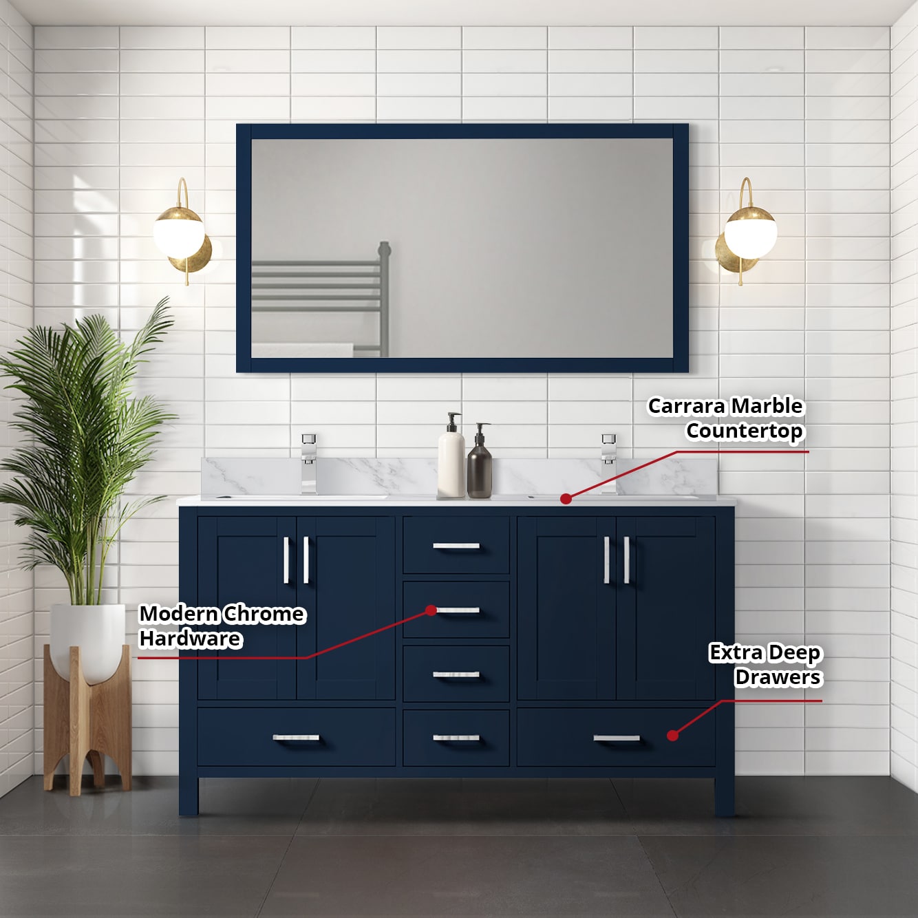 Daria 30 Vanity - Dark Blue  Beautiful bathroom furniture for every home  - Wyndham Collection