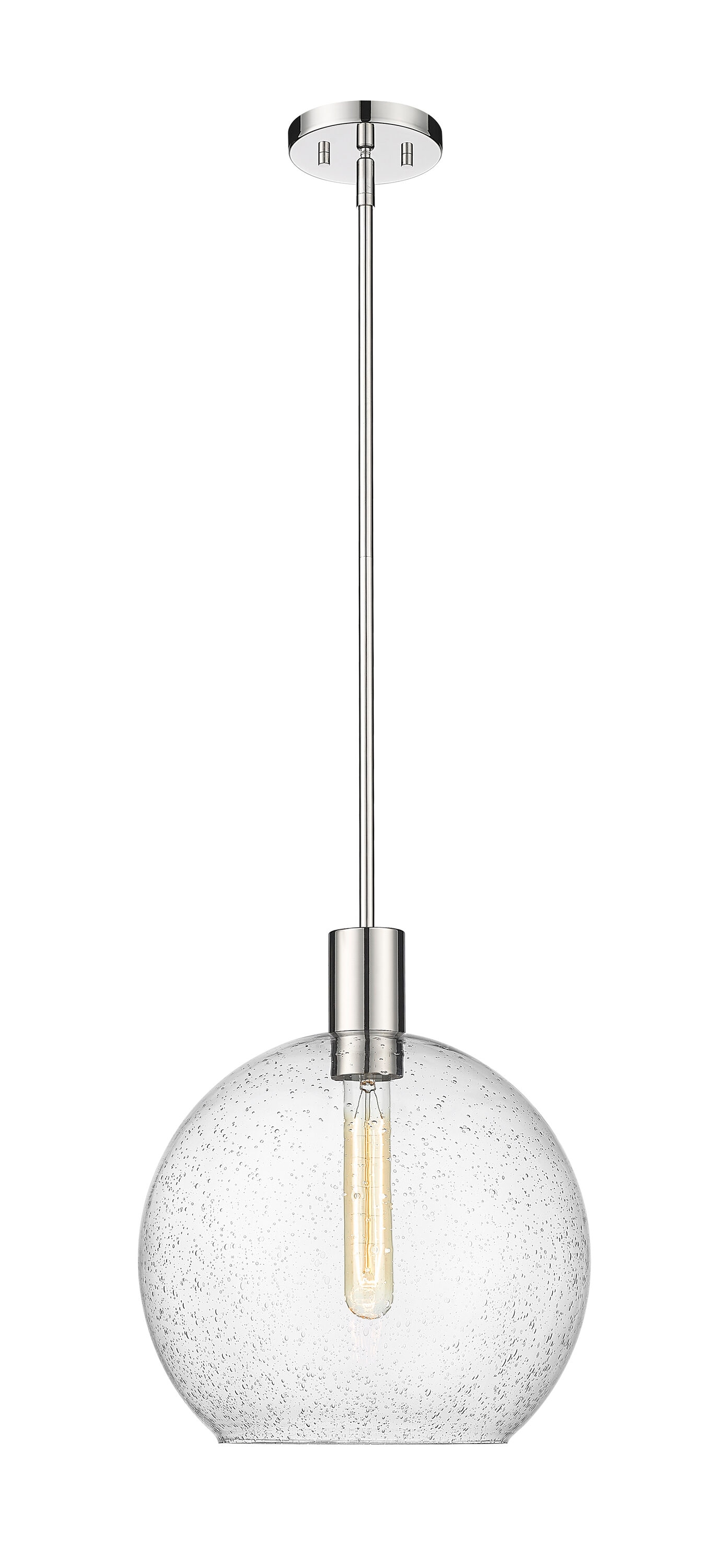 Sleek Mid-Century Modern Polished Nickel Globe Pendant
