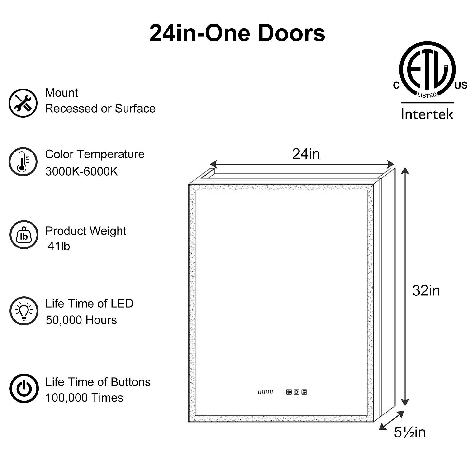 ExBrite LWSDHMC2432V6LX Bathroom-Medicine-Cabinets - View #3