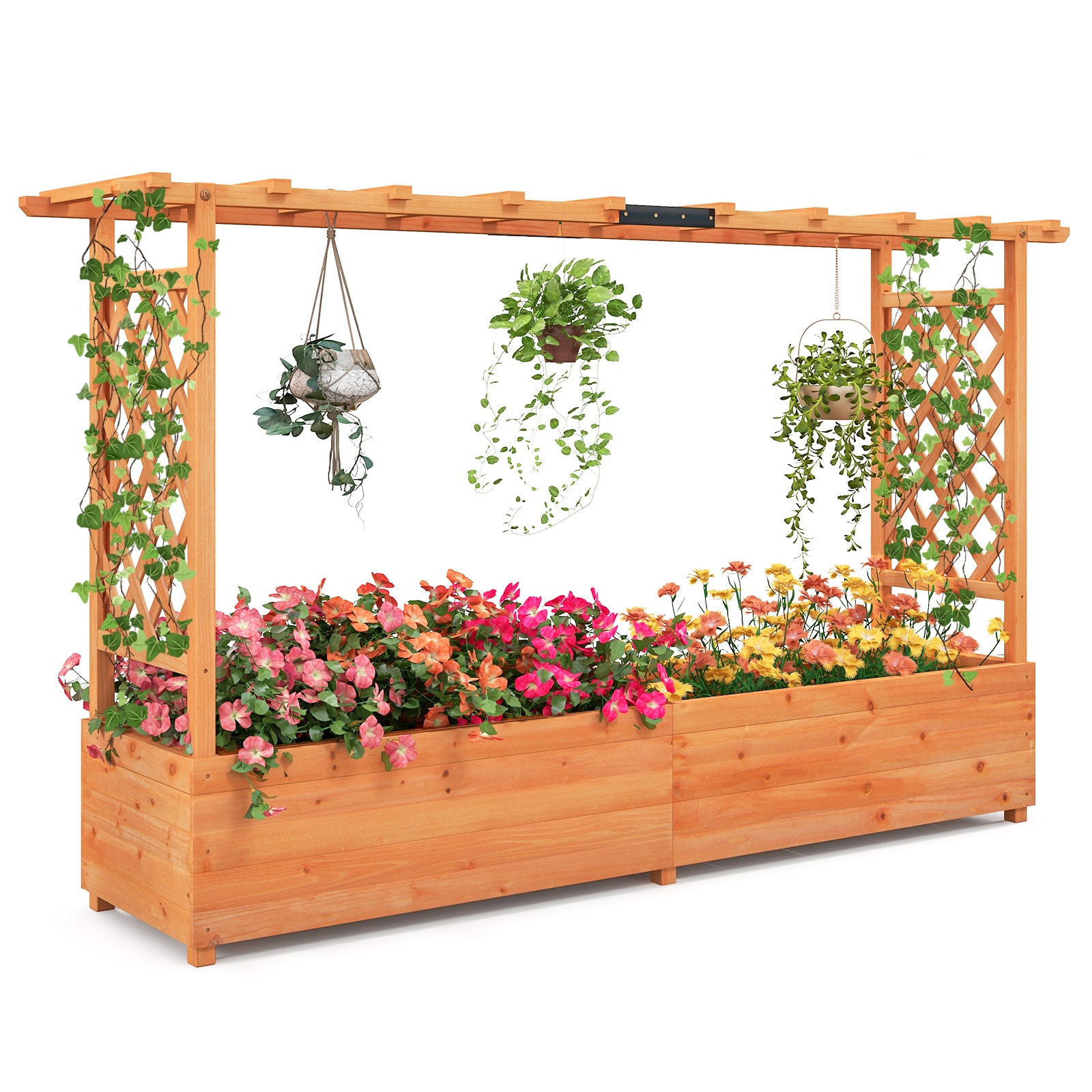  4111ORHYGD 17.5-in W x 79-in L x 45-in H Orange Wood Raised Garden Bed
