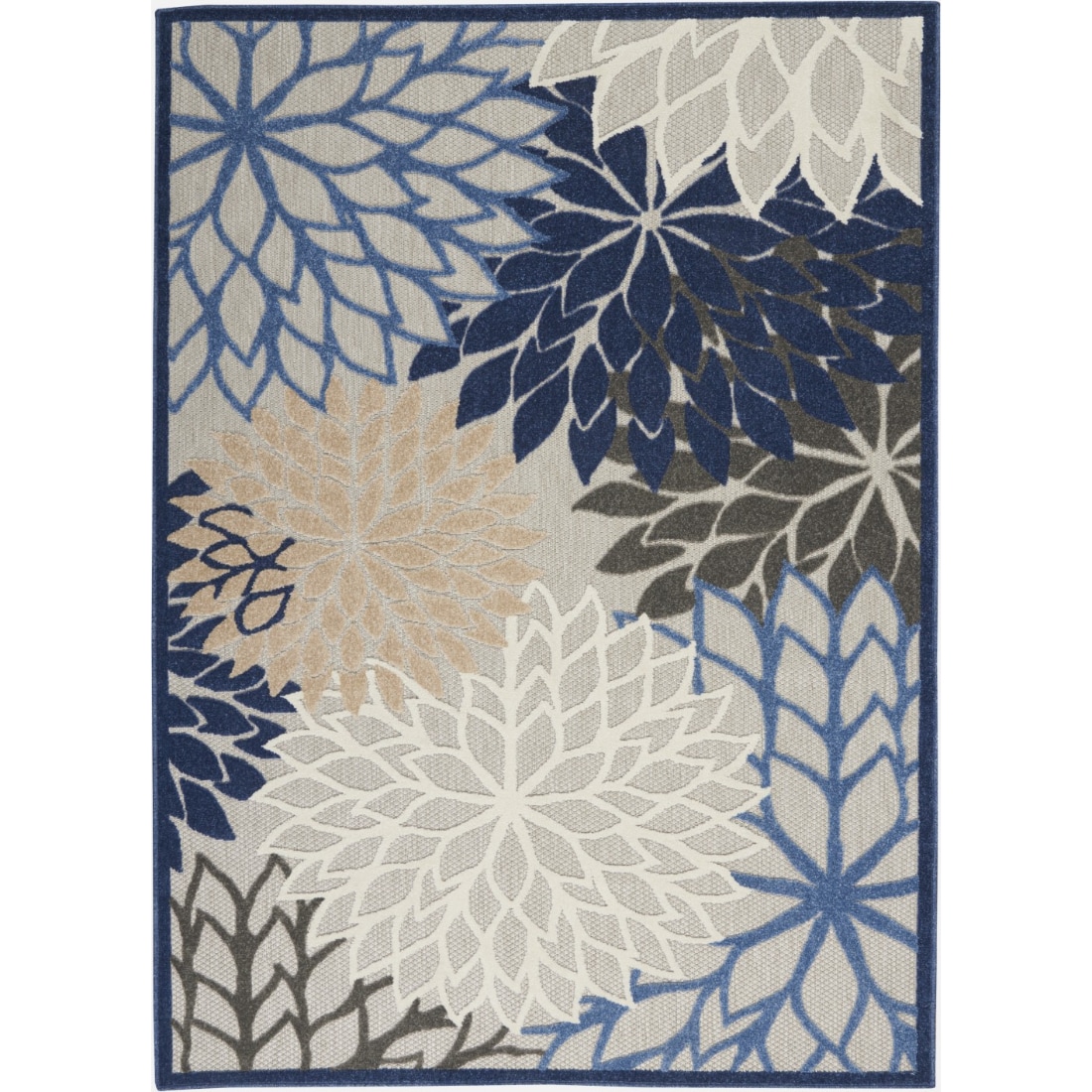 HomeRoots 4000384822 6 x 9 (ft) Polypropylene Blue Multicolor Rectangular Indoor/Outdoor Floral Area rug