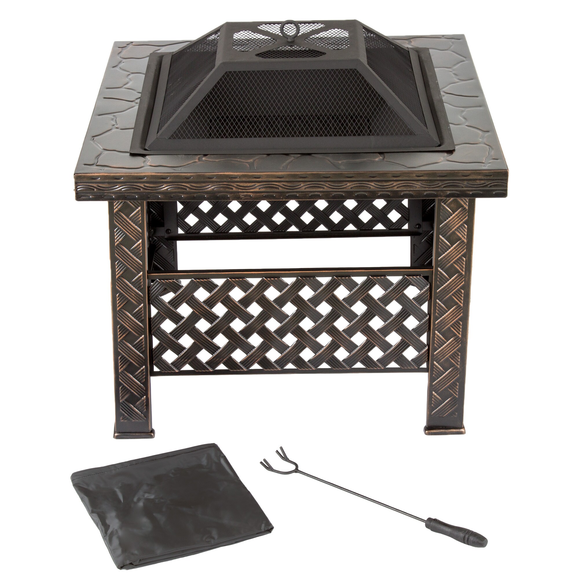 Nature Spring 26-in W Antiqued Bronze Steel Wood-Burning Fire Pit in ...
