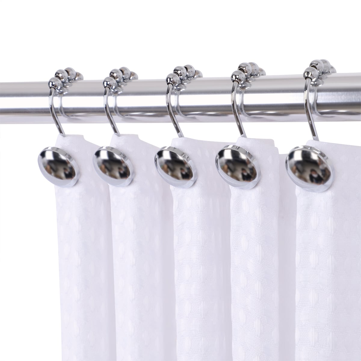 Bath Bliss 12 Pack Shower Curtain with Double Hooks - Chrome