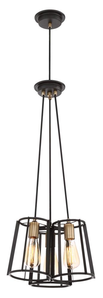 Quoizel LWS3584C Symmetry 3-Light Bronze with Gold Transitional Geometric Outdoor Hanging Pendant Light