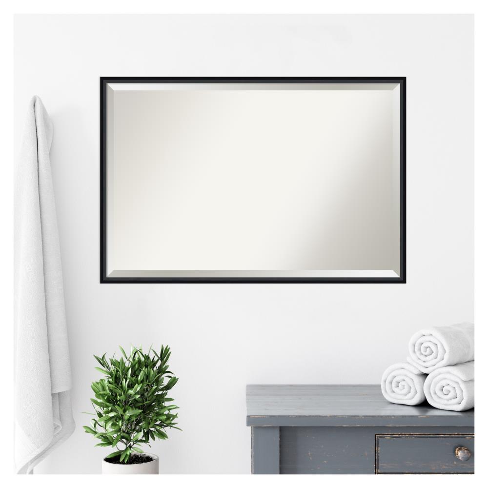 Bronze Wood Rectangular 44" Tall Bathroom Vanity Mirror