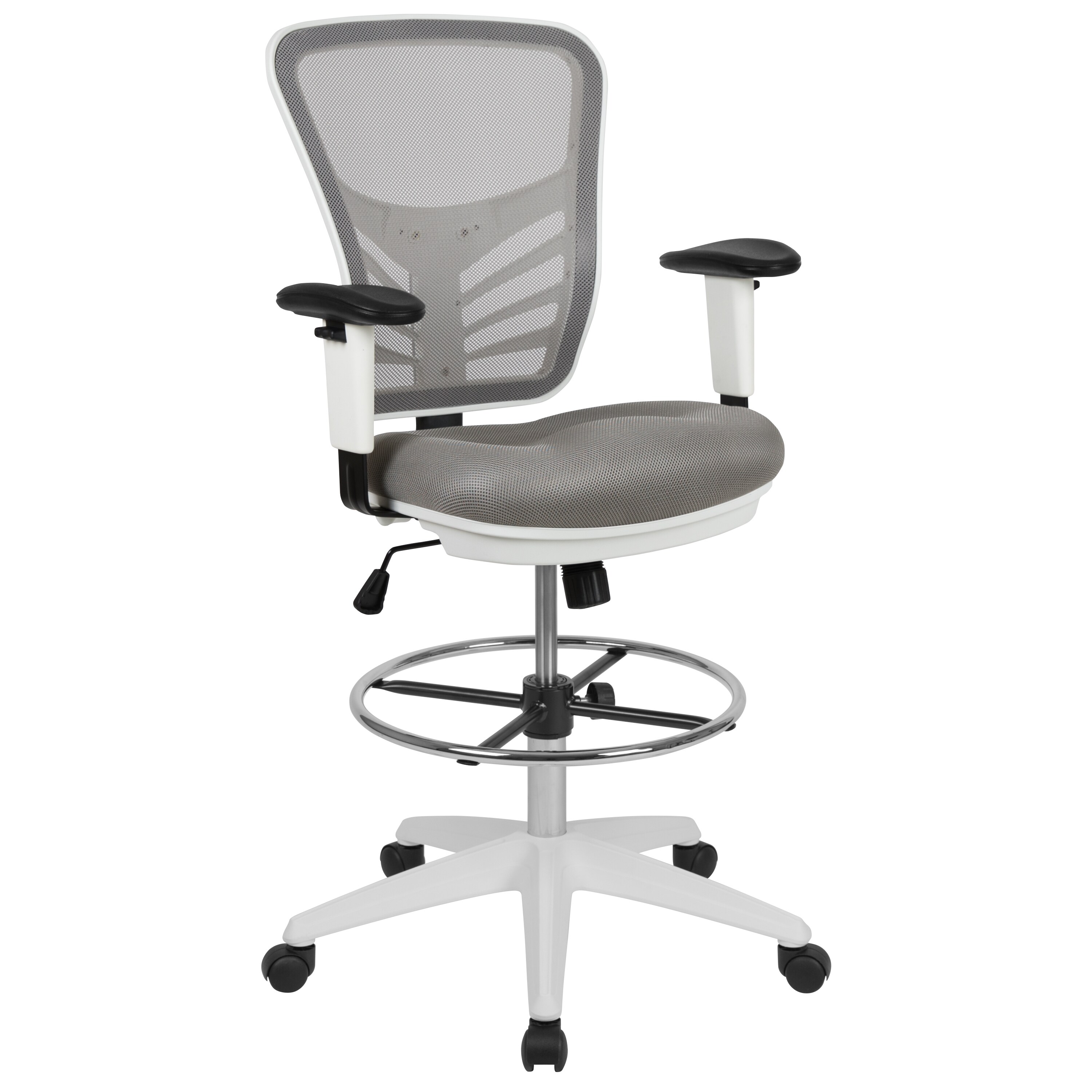 White Key Side Chair, Set of 2, with Gray Seat Pad, Office Chairs