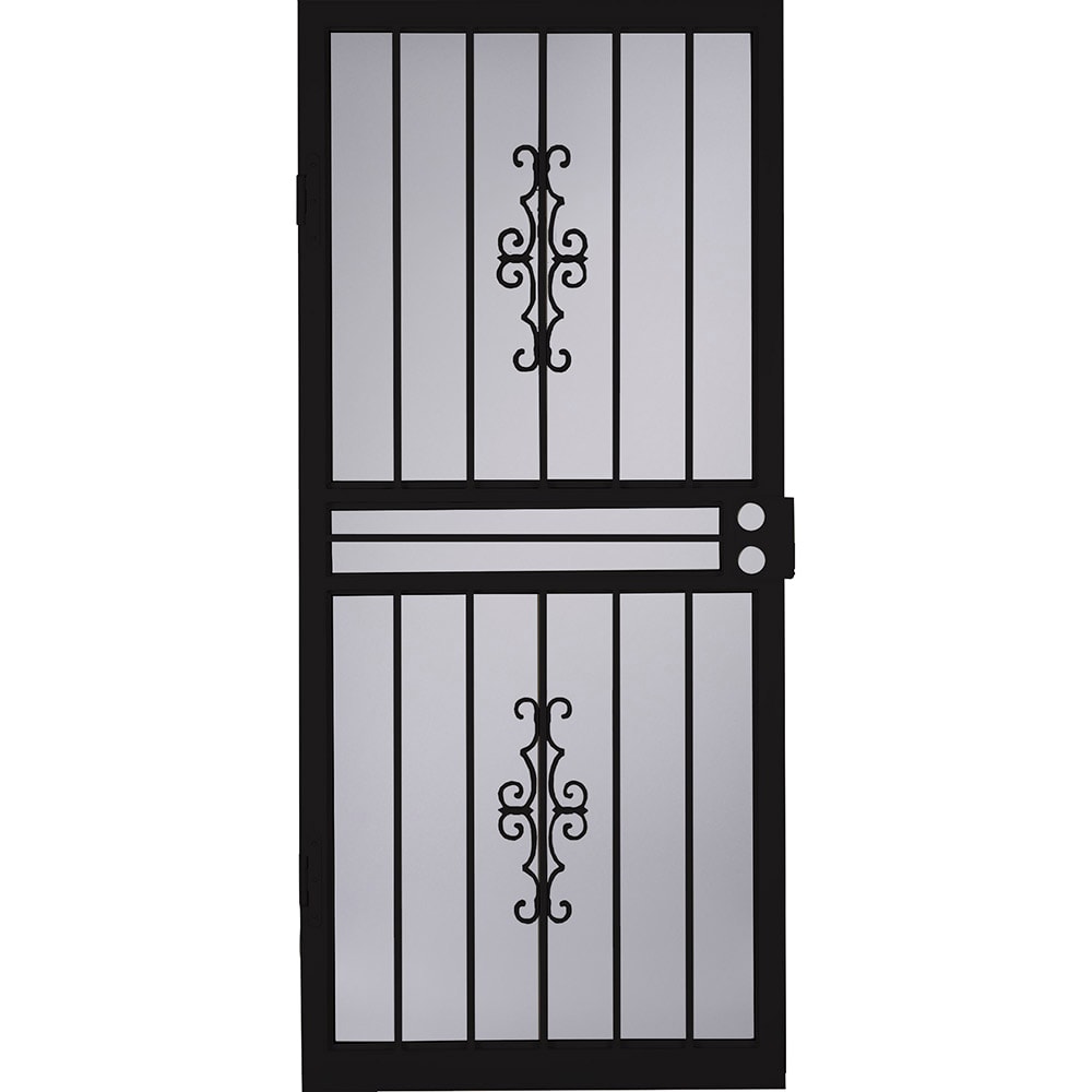 Courtyard 36-in x 81-in Black Steel Recessed Mount Security Door with Black Screen Tempered Glass | - LARSON 92020052