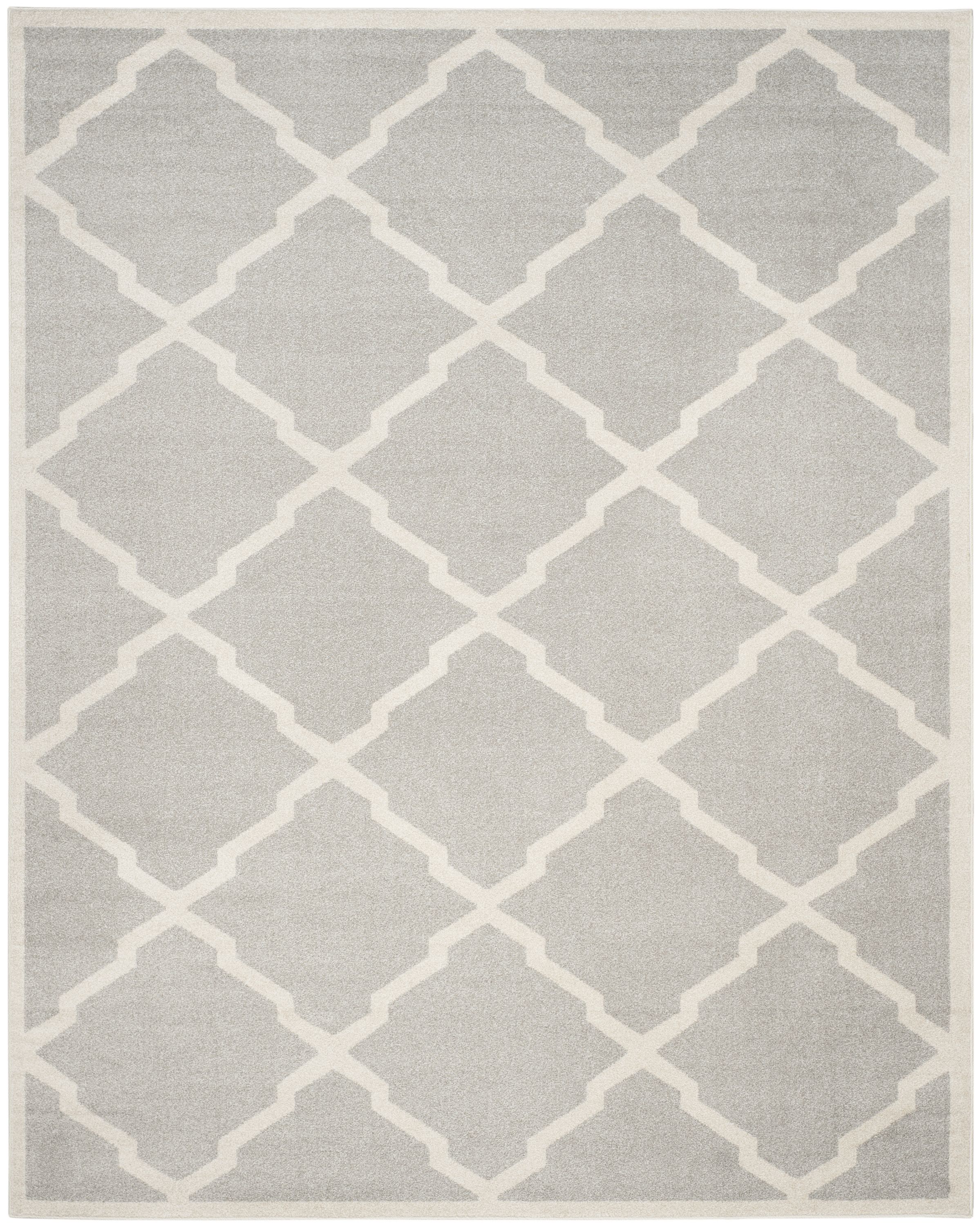 Gray and Beige Rectangular Hand-knotted Synthetic Area Rug 6' x 9'