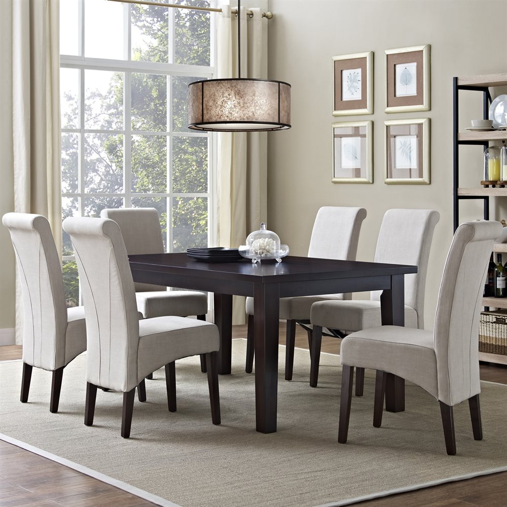 Simpli Home Avalon Java Brown 7-Piece Dining Set with Dining Table in ...