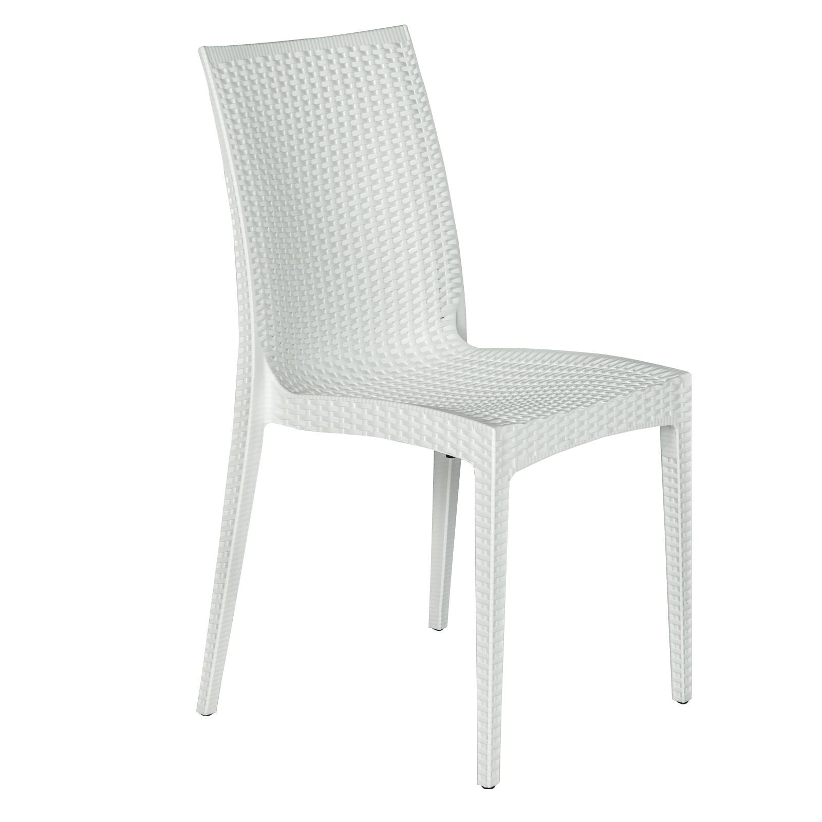 Leisuremod - Mace Stackable White Plastic Frame Stationary Dining Chair with Solid Seat