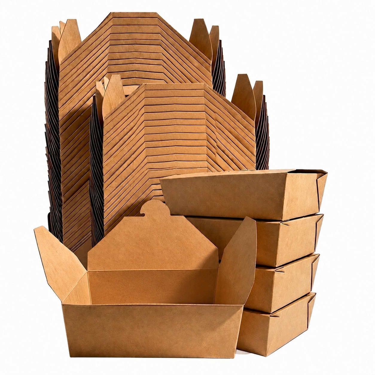 Aoibox  Disposable Kraft Takeout Boxes 70 oz 50 Pack Brown To Go Containers Microwaveable Refrigerator Safe