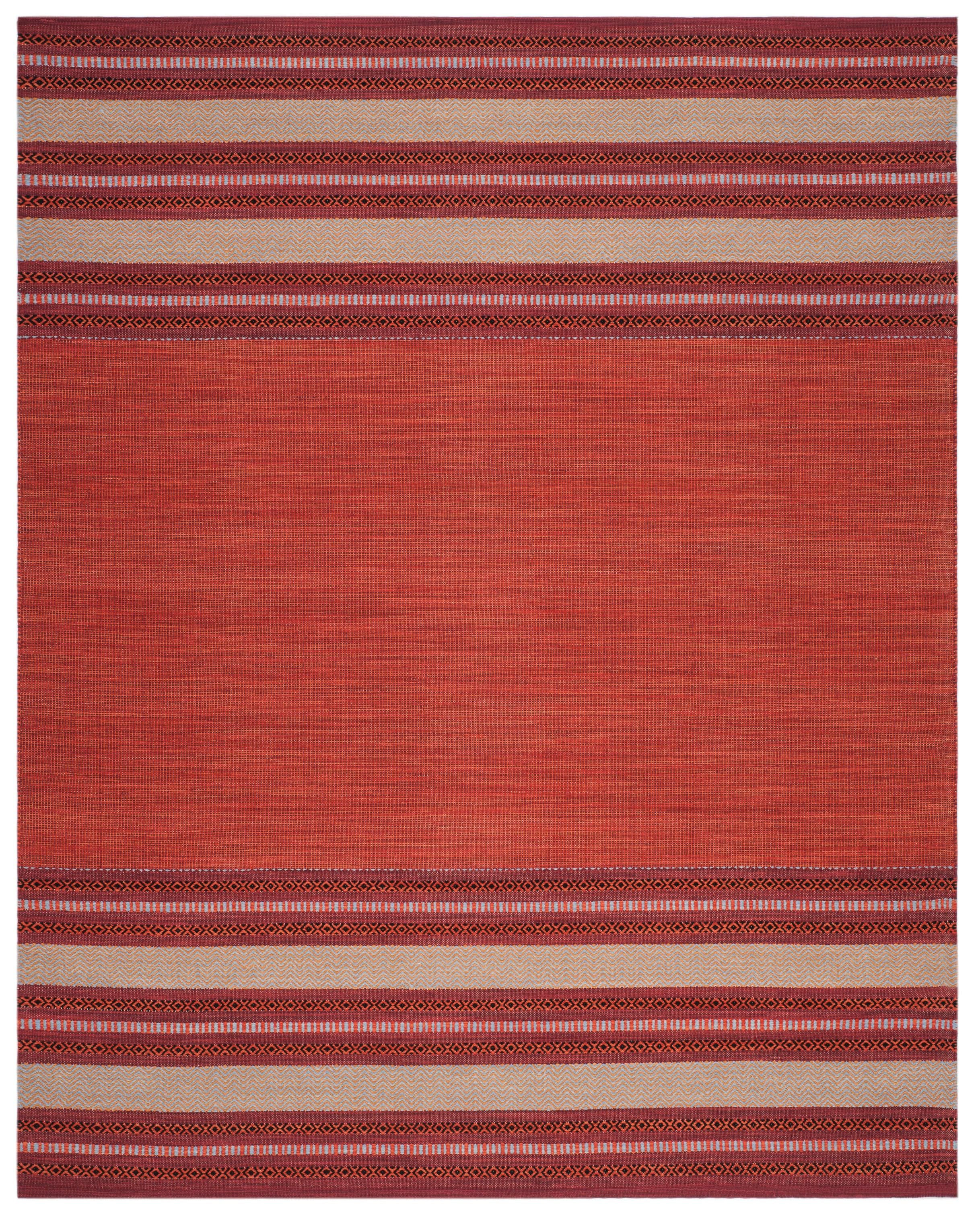 Safavieh MTK214C-8 Montauk Gibson 8 x 10 (ft) Cotton Red/Ivory Rectangular Indoor Stripe Coastal Area rug