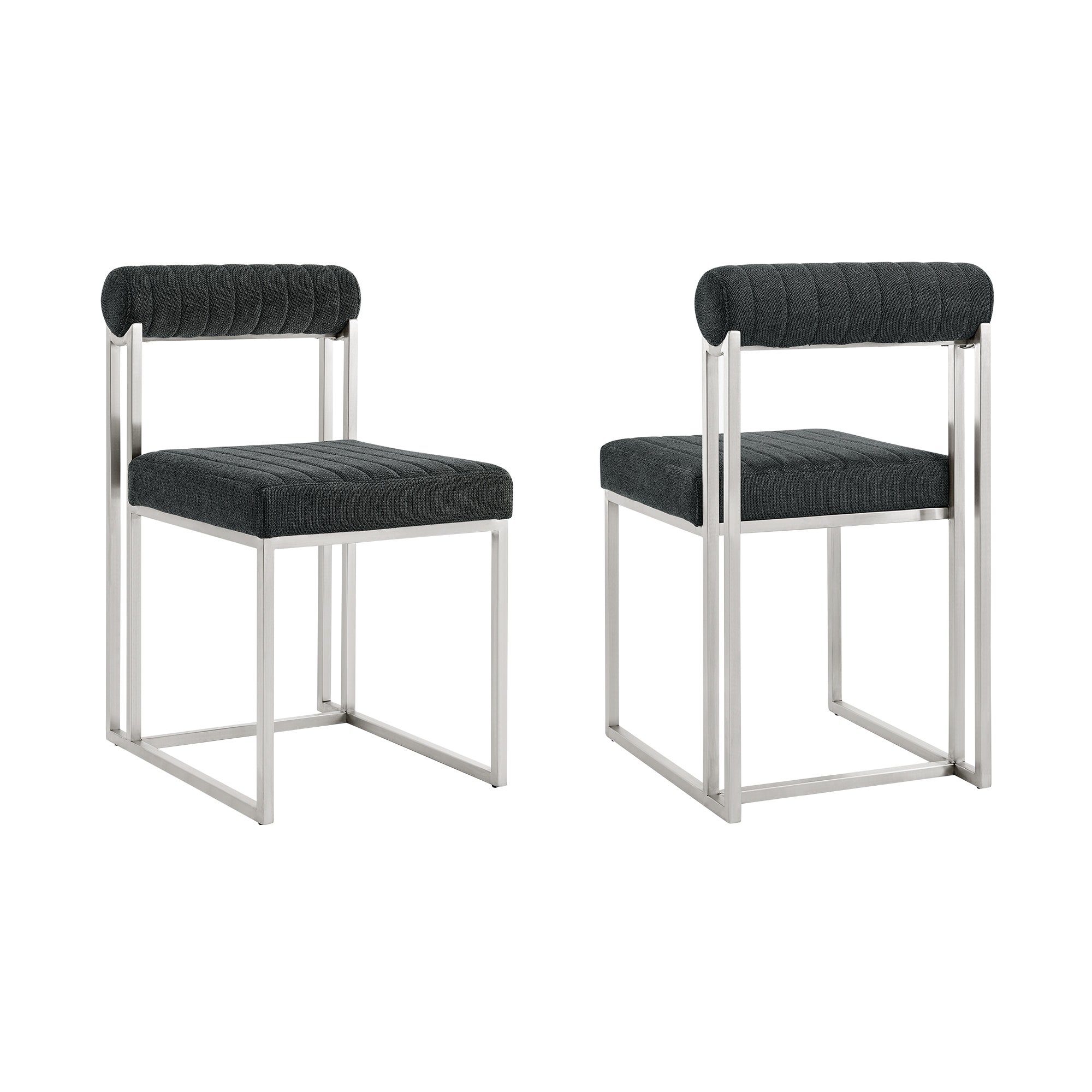 Armen Living LCANSIBSCH Set of 2 Contemporary/Modern Synthetic Upholstered Dining Side Chair (Metal Frame)