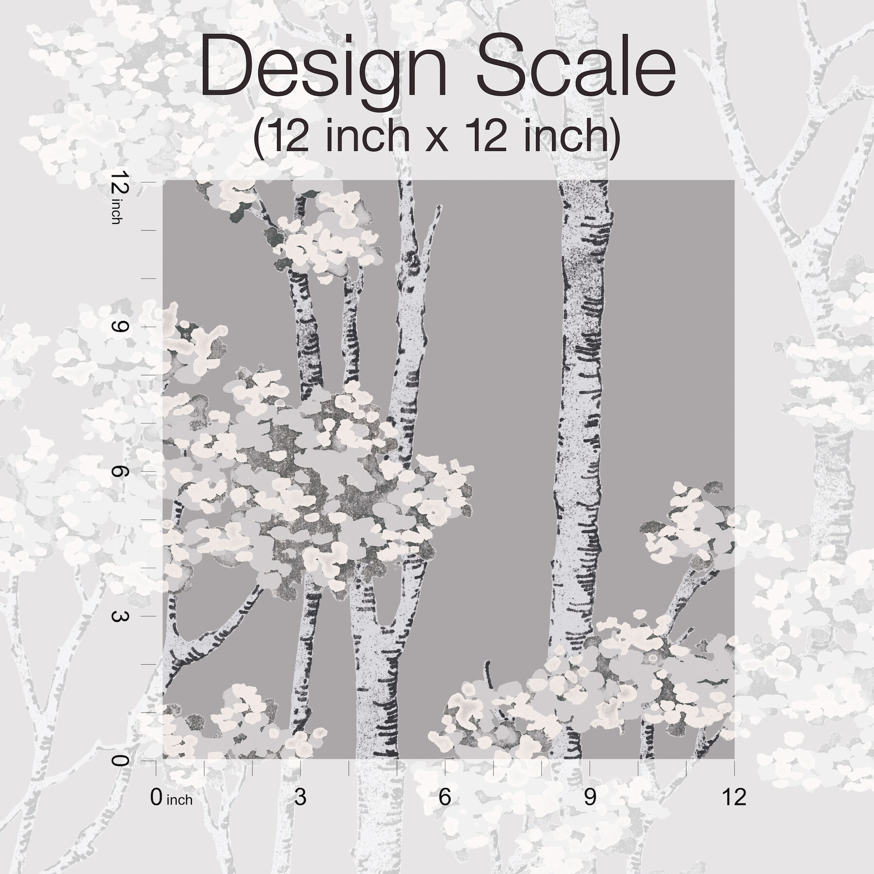 Grey Birch Grove Vinyl Peel and Stick Wallpaper Roll