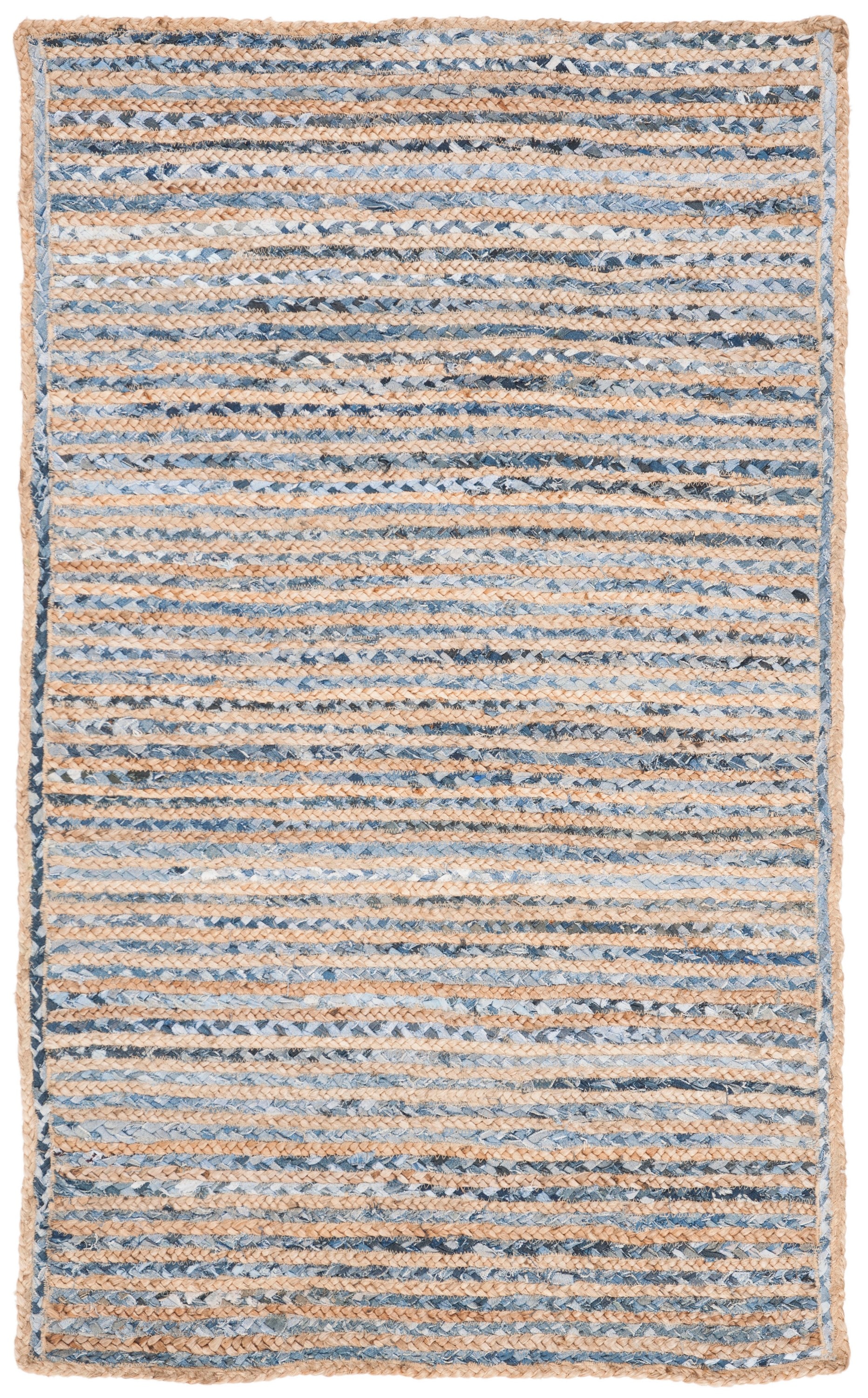 Cape Cod Natural and Blue Handmade Jute Area Rug 3'x5'