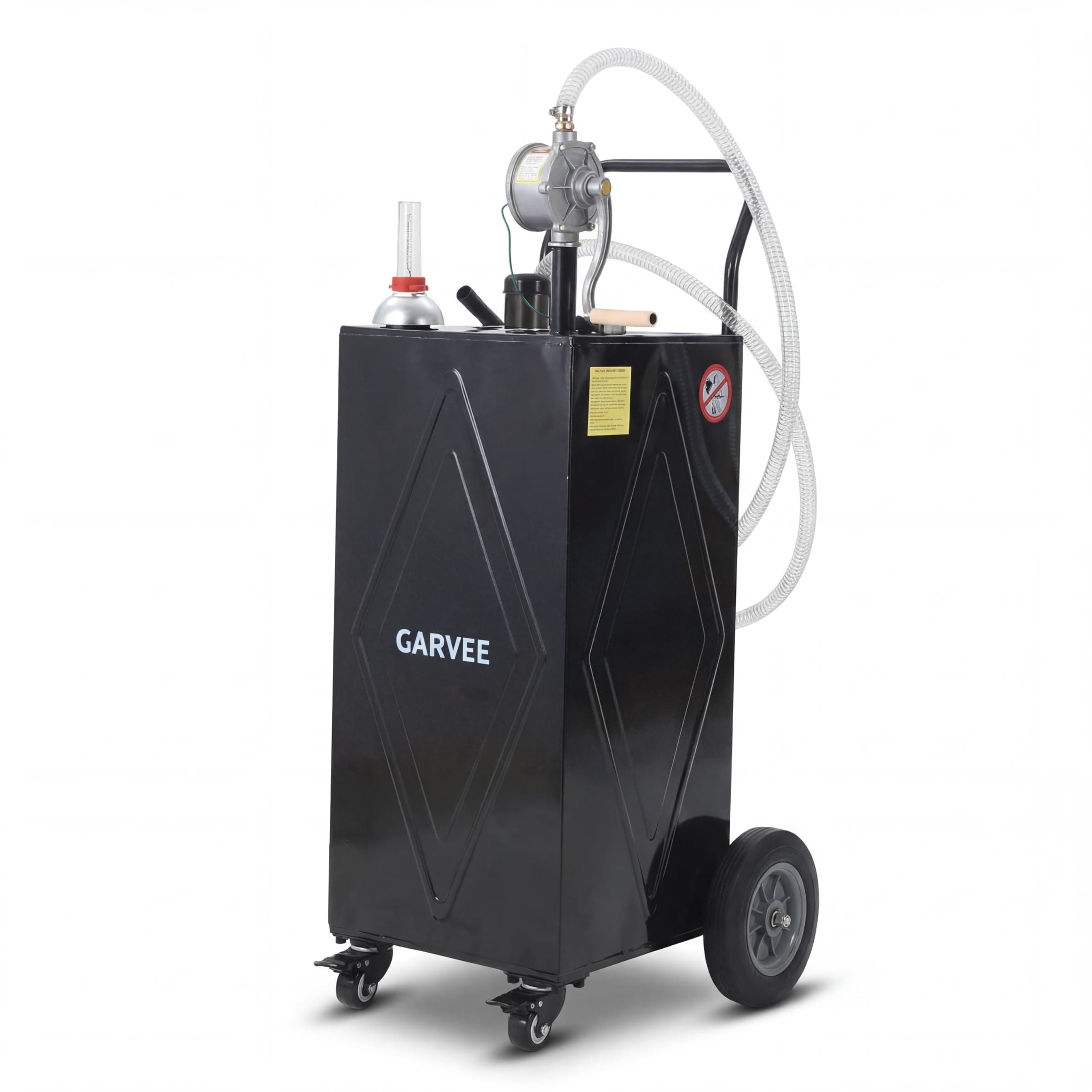 Garvee - 30 Gallon Fuel Caddy with Manual Pump Portable Fuel Transfer Tank on Wheels Heavy Duty G...
