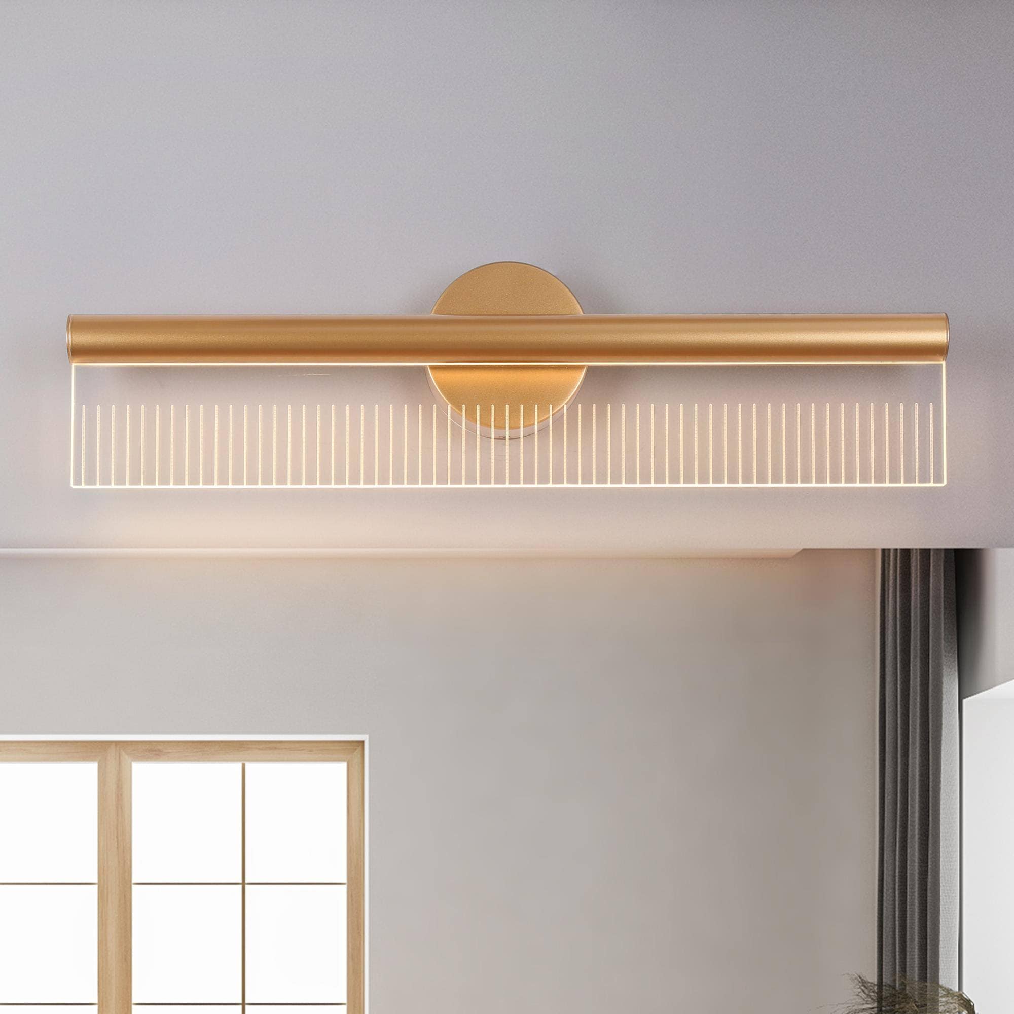 Uolfin QUMQ7N-LWS24025-77 24-in W 1 -Light Matte Gold Integrated LED Wall Sconce