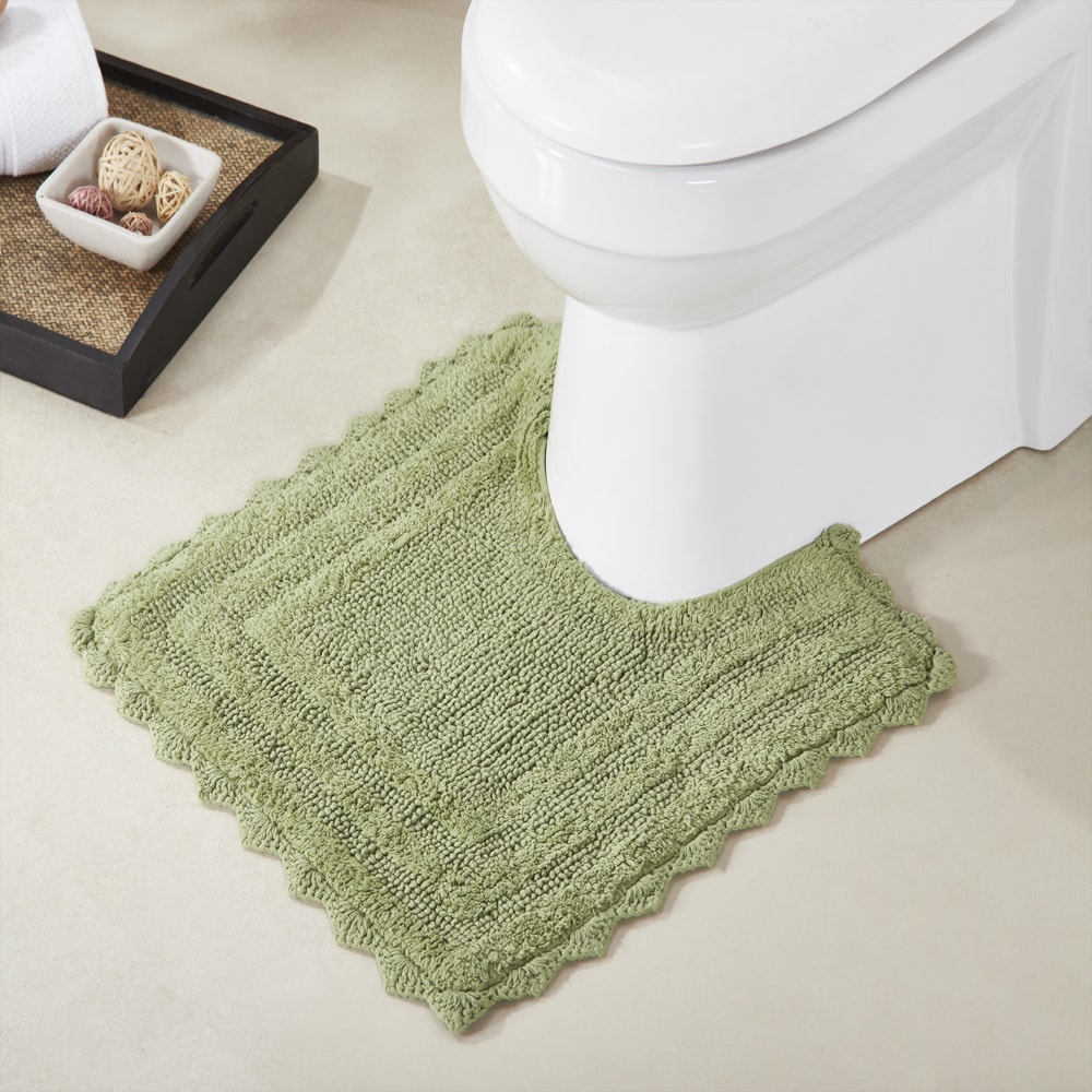 Dark Green Bathroom Rugs Chenillen Bath Rug Set 3 Piece Non-Slip Bath Mats