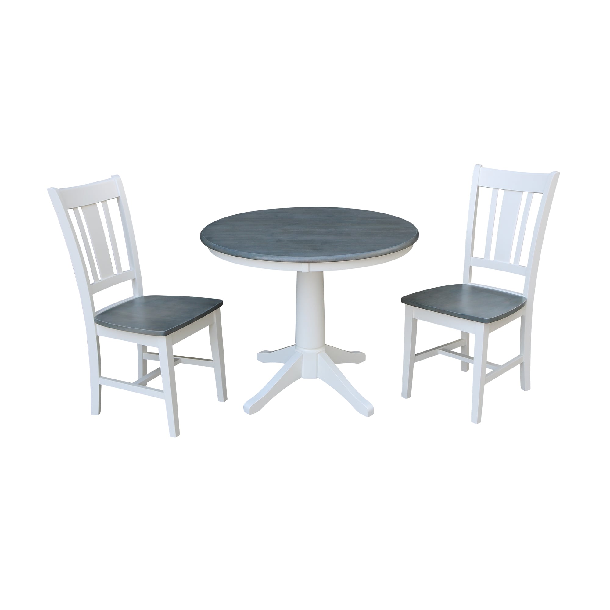 International Concepts K05-36RT-27B-C10-2 White/Heather Gray Casual Dining Room Set with Round Table ( Seats 2 )