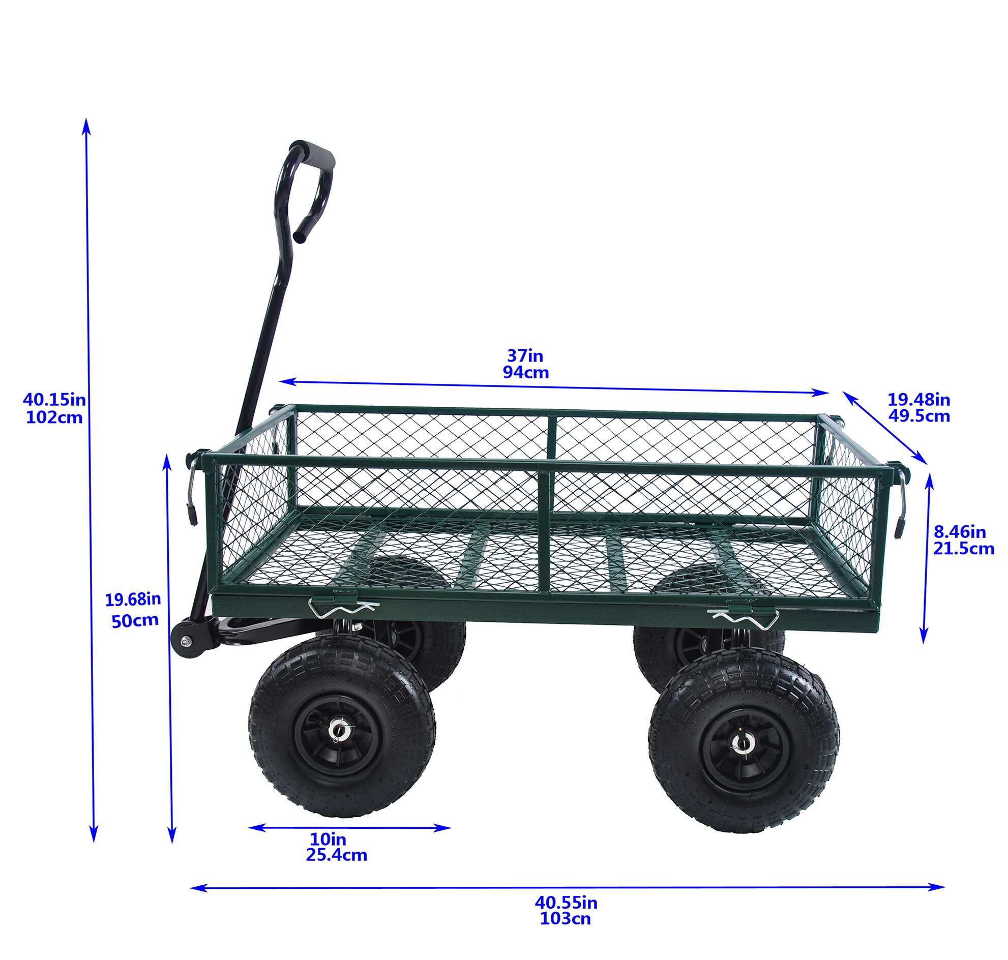 Seina Heavy Duty Steel Frame Collapsible Folding Outdoor Portable Utility  Cart Wagon With All Terrain Plastic Wheels And 150 Pound Capacity, Black :  Target