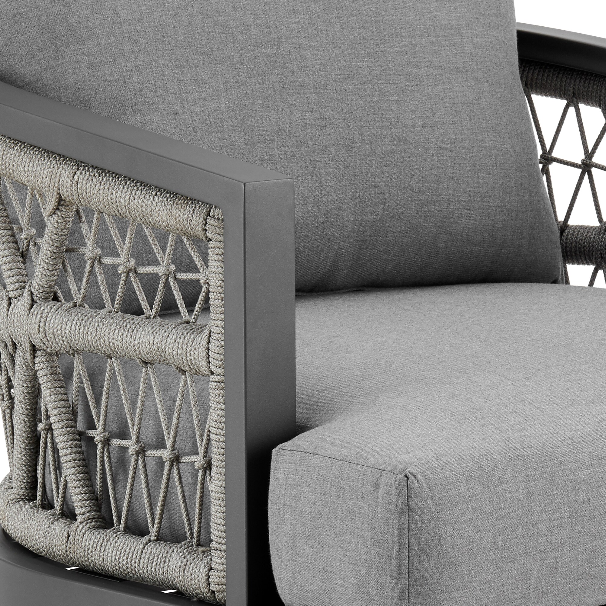 Zella Gray Aluminum Outdoor Patio Armchair with Cushions