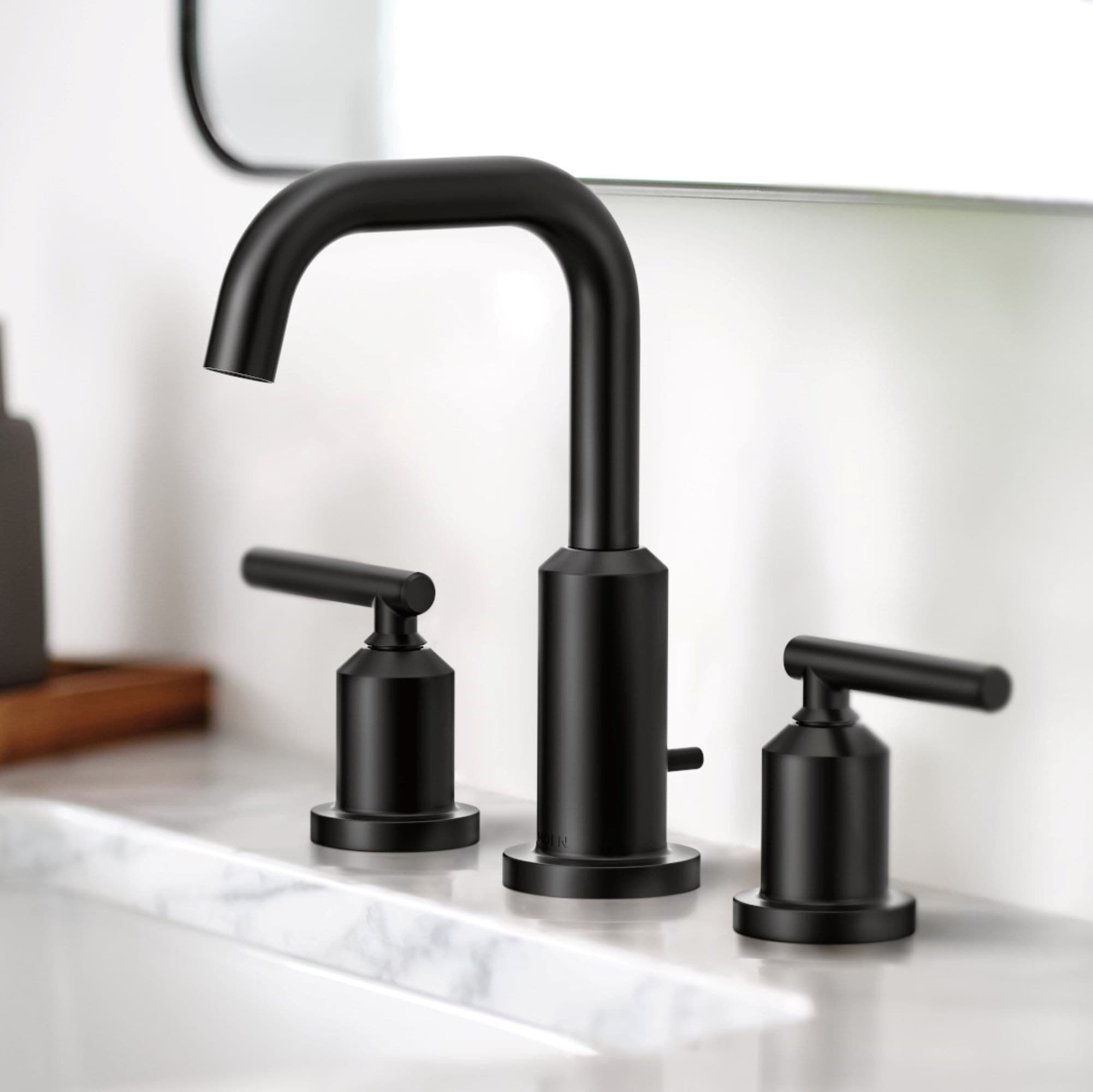 Moen T6142BL Gibson Matte Black Widespread 2-handle WaterSense High-arc Commercial/Residential Handle Bathroom Sink Faucet with Drain
