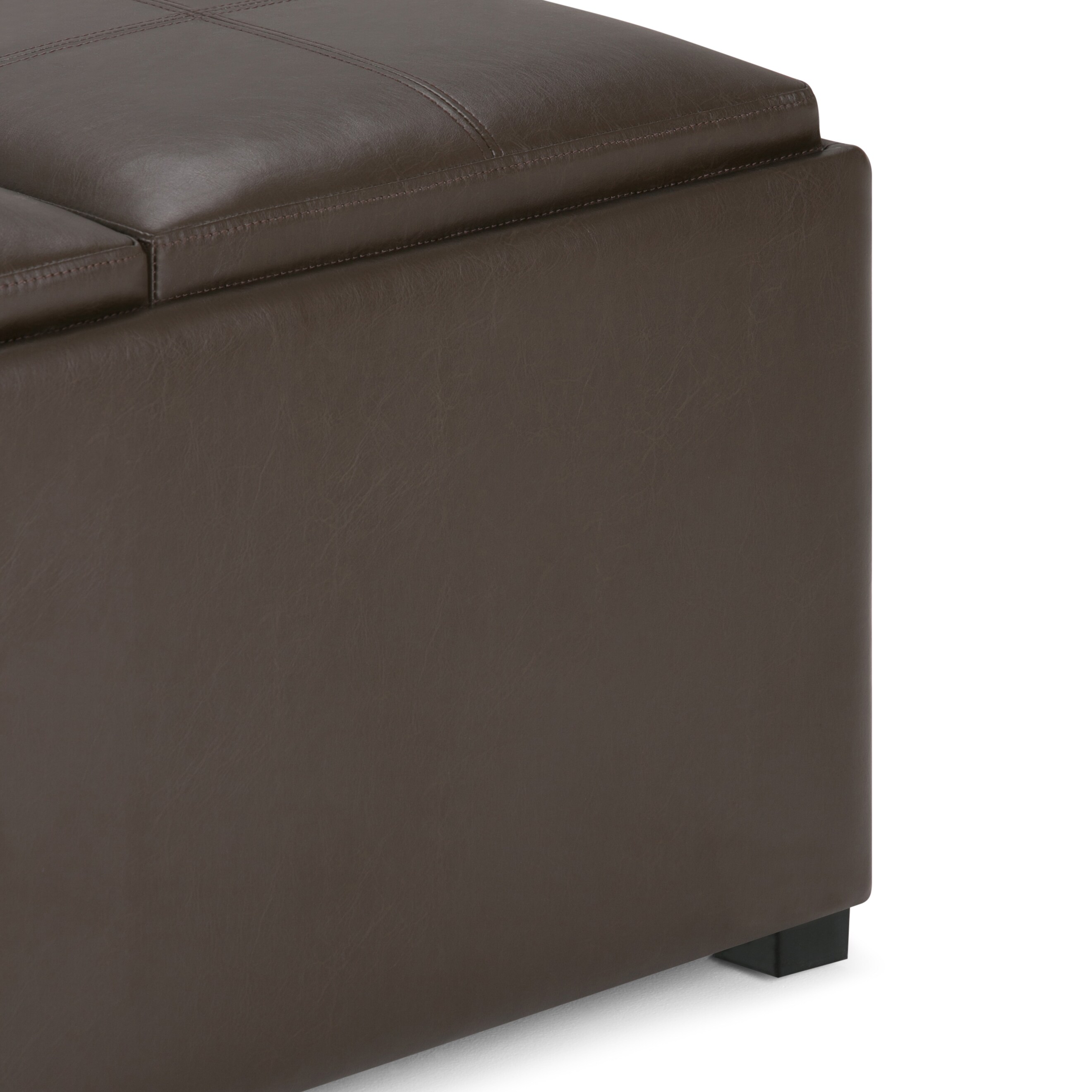 Simpli Home Avalon Modern Chocolate Brown Faux Leather Storage