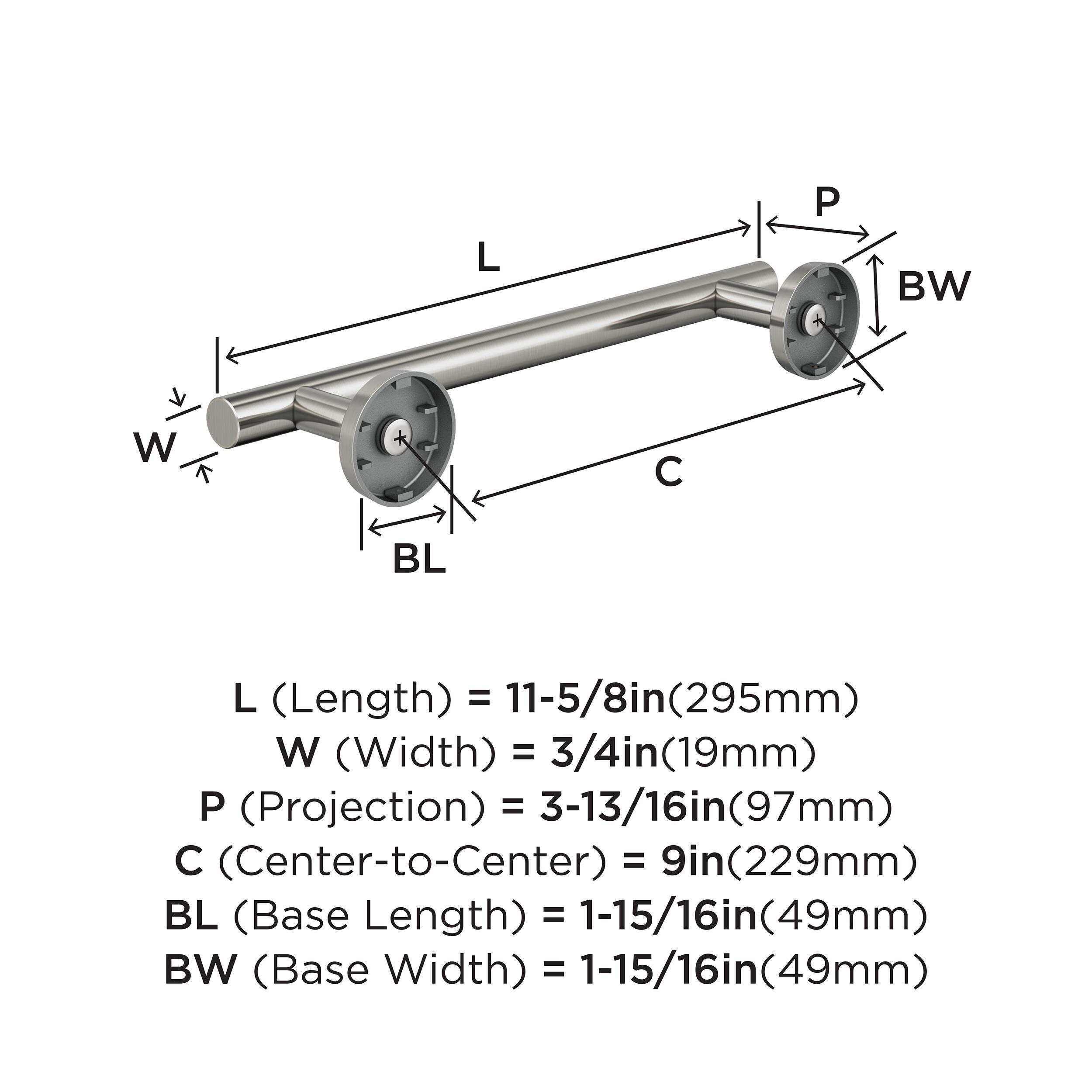 Stainless Steel 9-Inch Wall Mounted Single Bar Towel Rack