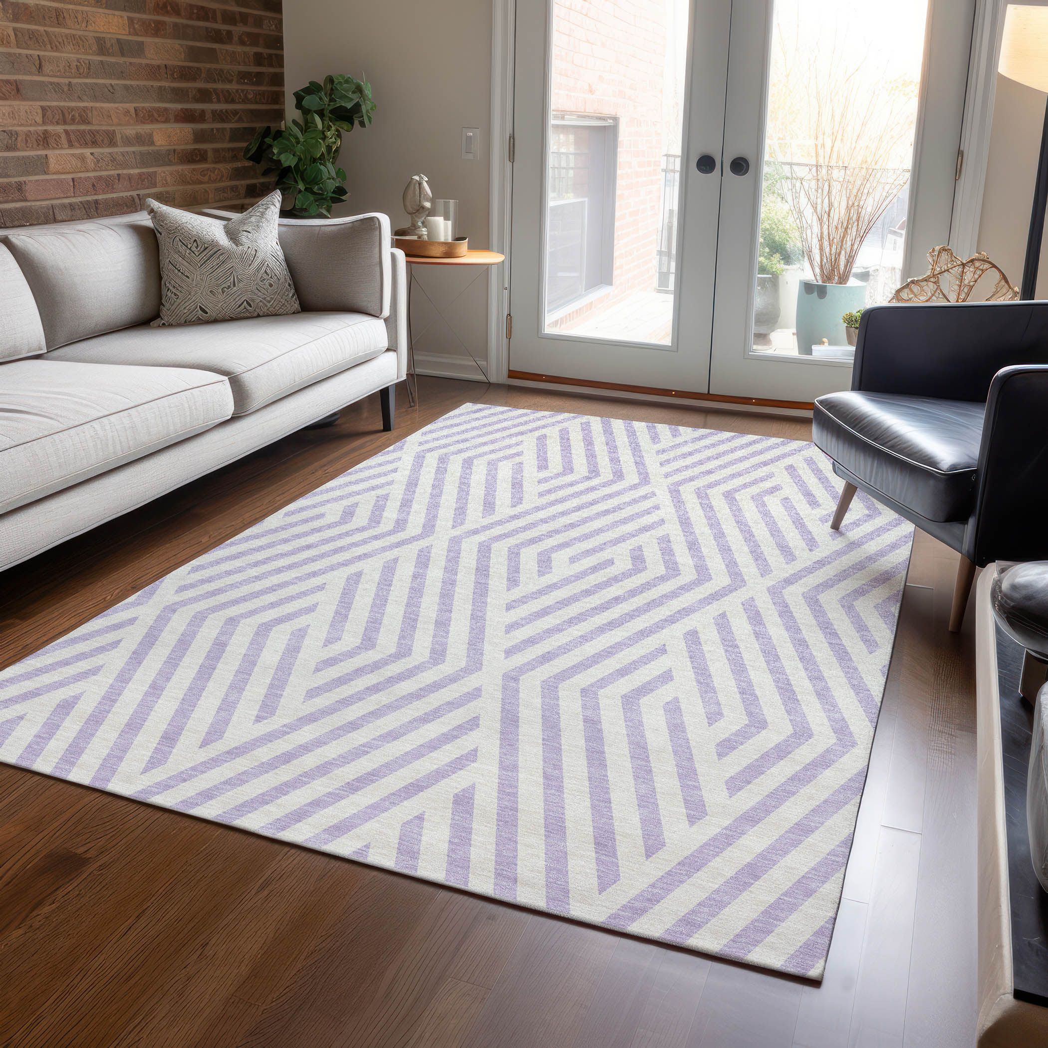 Addison Rugs ACN550LV3X5 Chantille ACN550LV 3 x 5 (ft) Polyester Lavender Rectangular Indoor/Outdoor Geometric Mid-Century Modern Machine washable Area rug