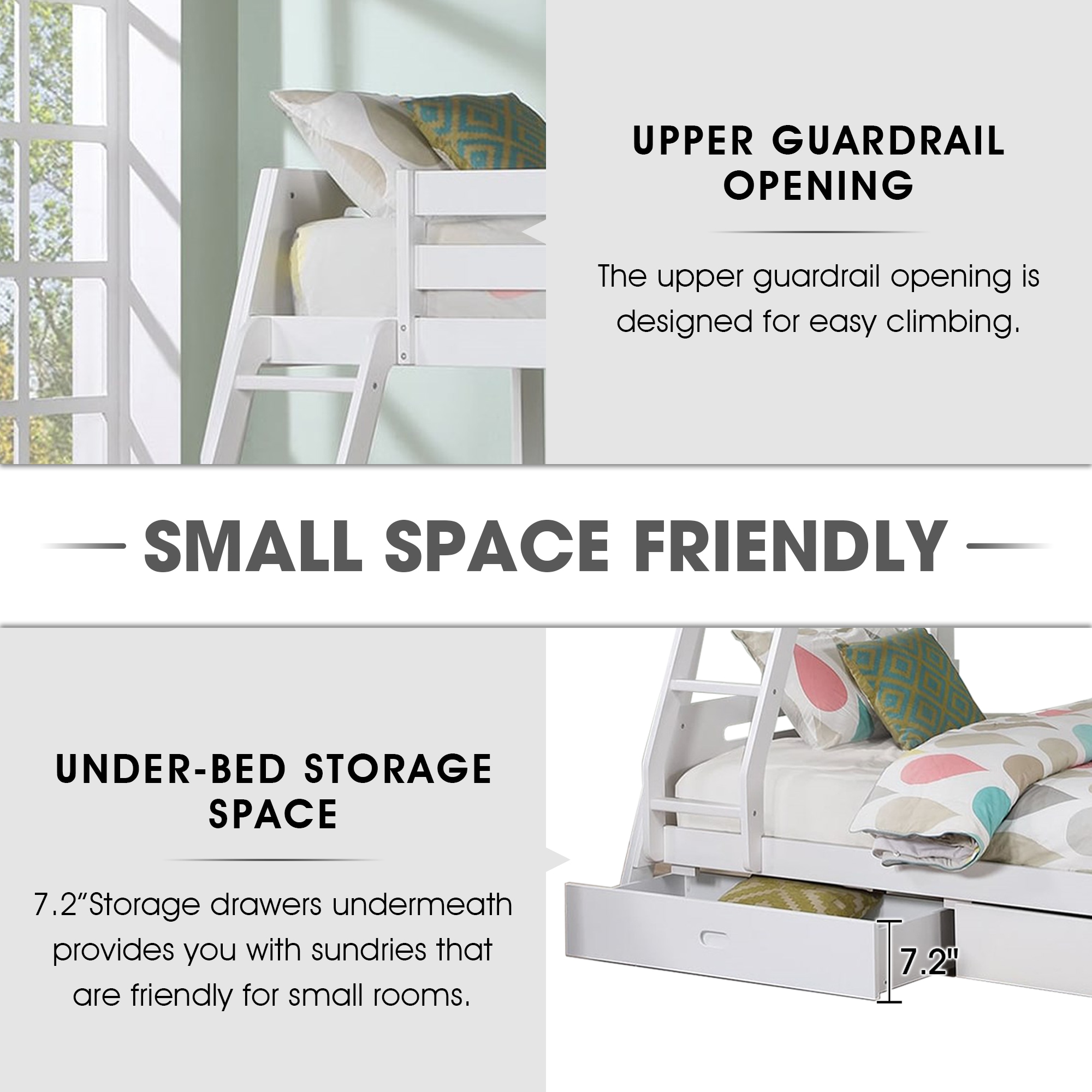 IHOMEadore MDFM-BK003WH Bunk-Beds - View #5