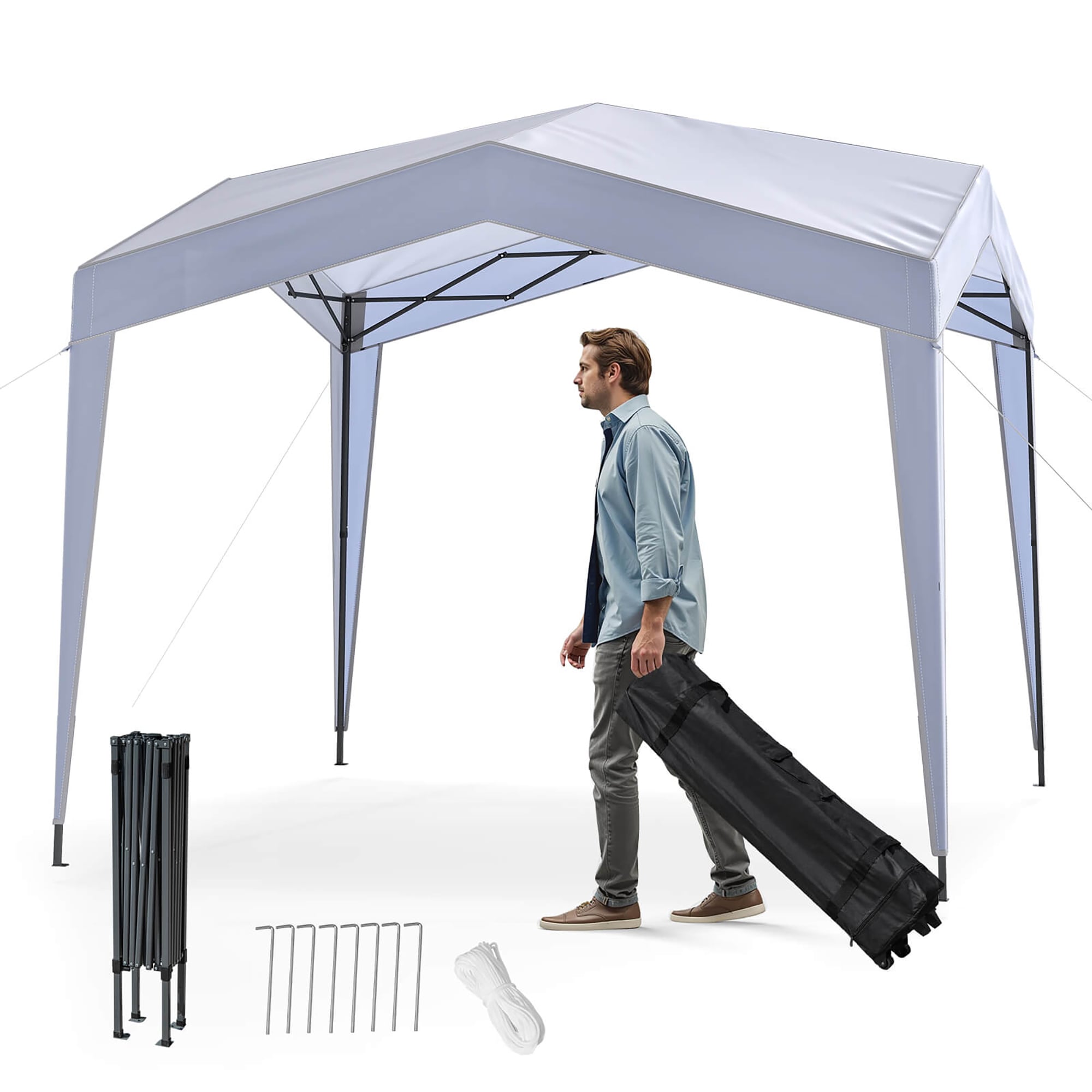 Costway HCST08431 10-ft x 10-ft White Gazebo with Soft Top Roof